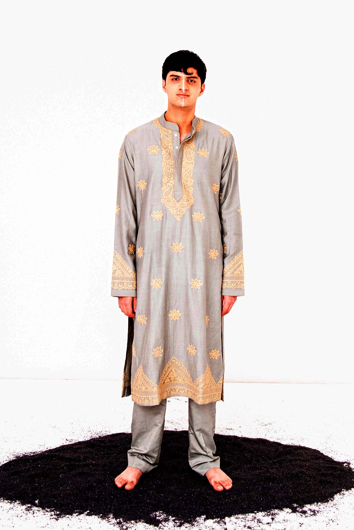 Chanderi Silver Lotus Pond Kurta With Pants