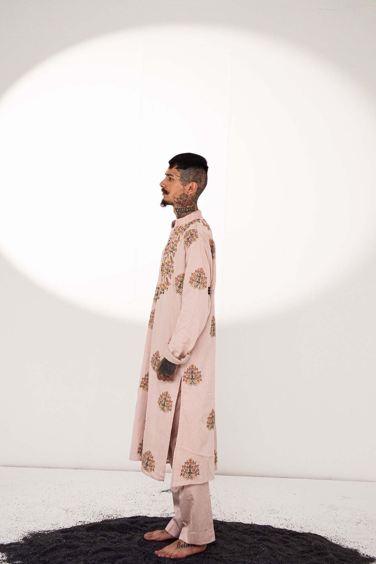 Chanderi Almond Two Little Birds Kurta With Pants