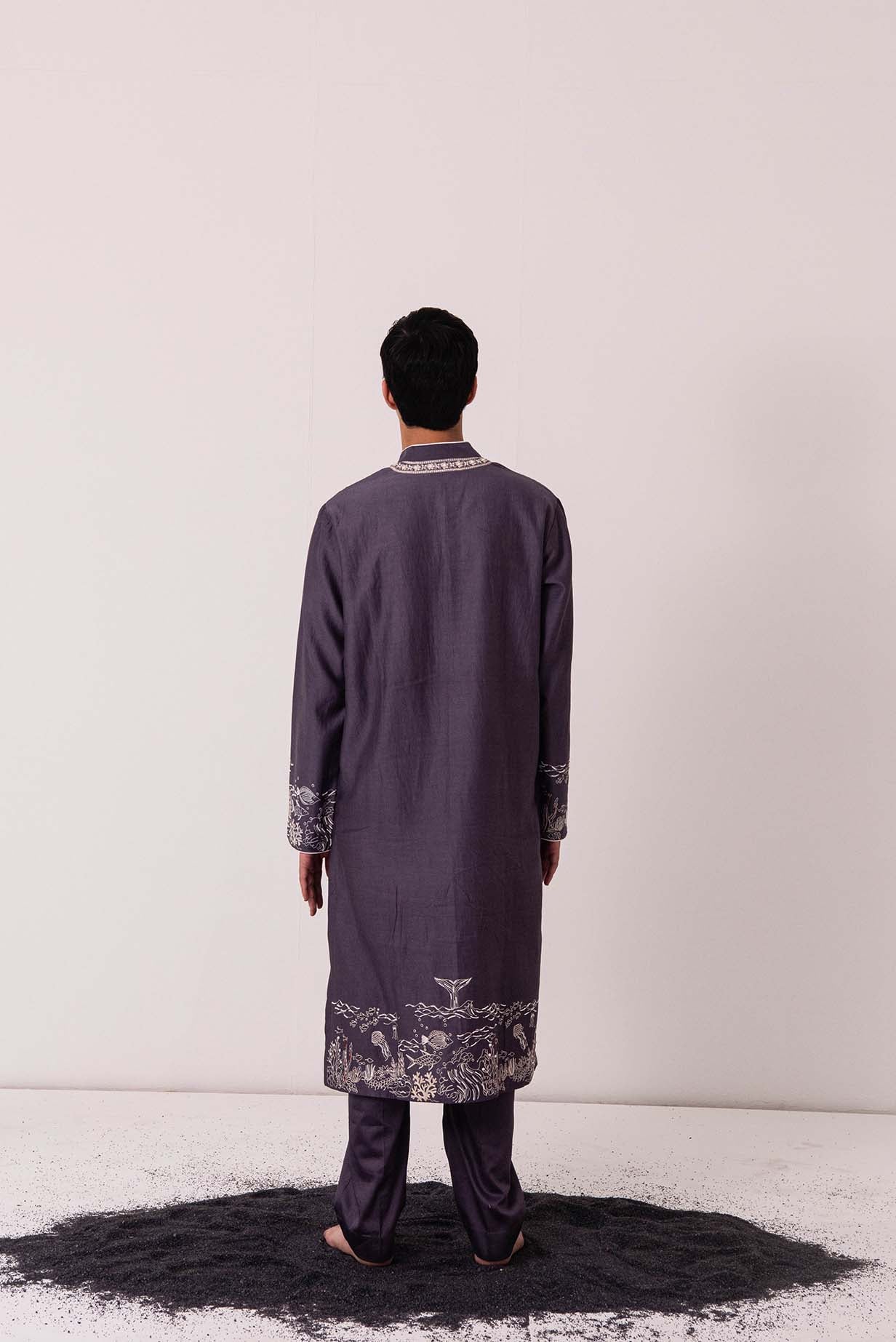 Chanderi Charcoal Merry Mermaid Kurta With Pants