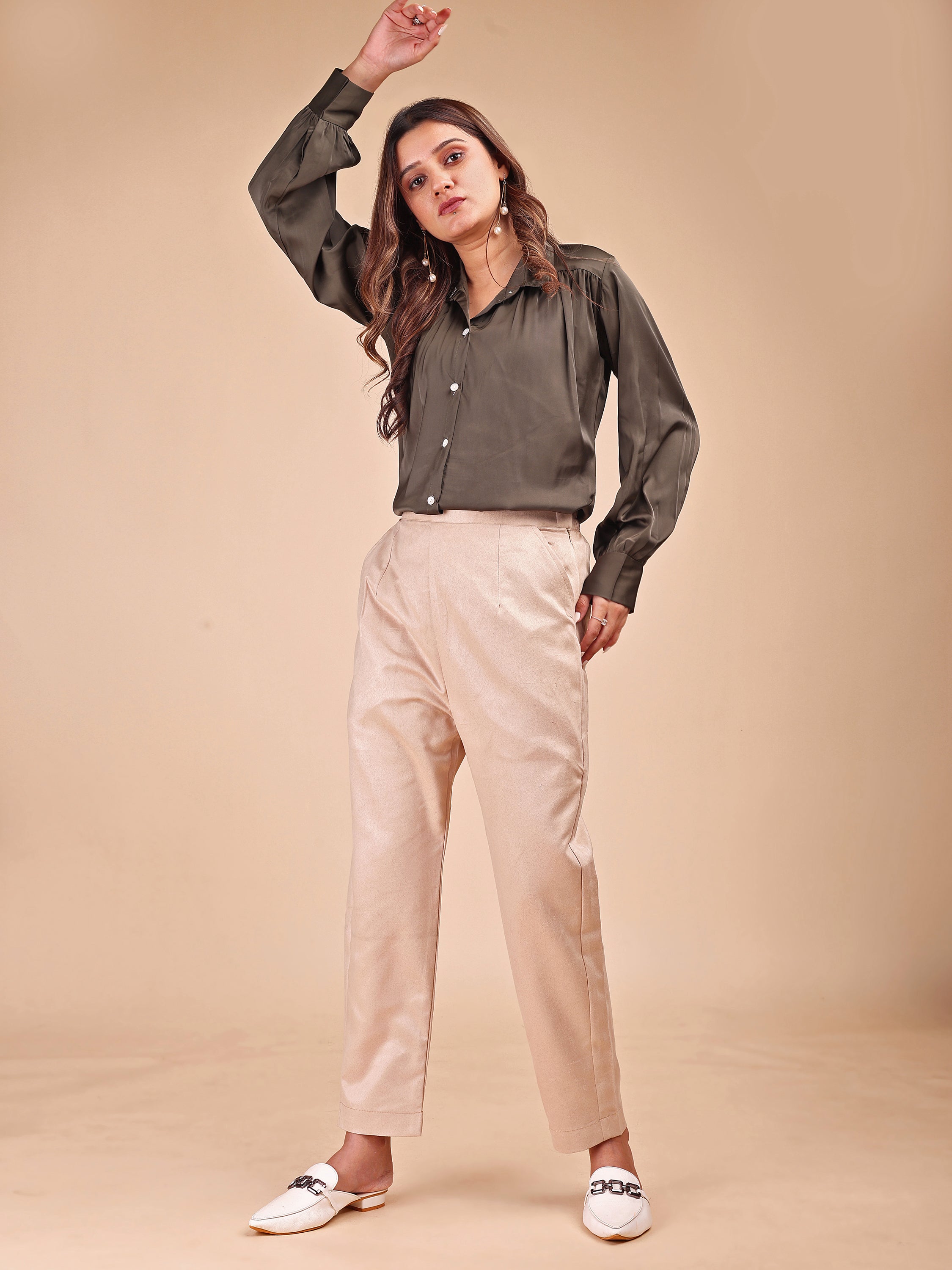 GREEN SATIN SHIRT WITH TROUSER