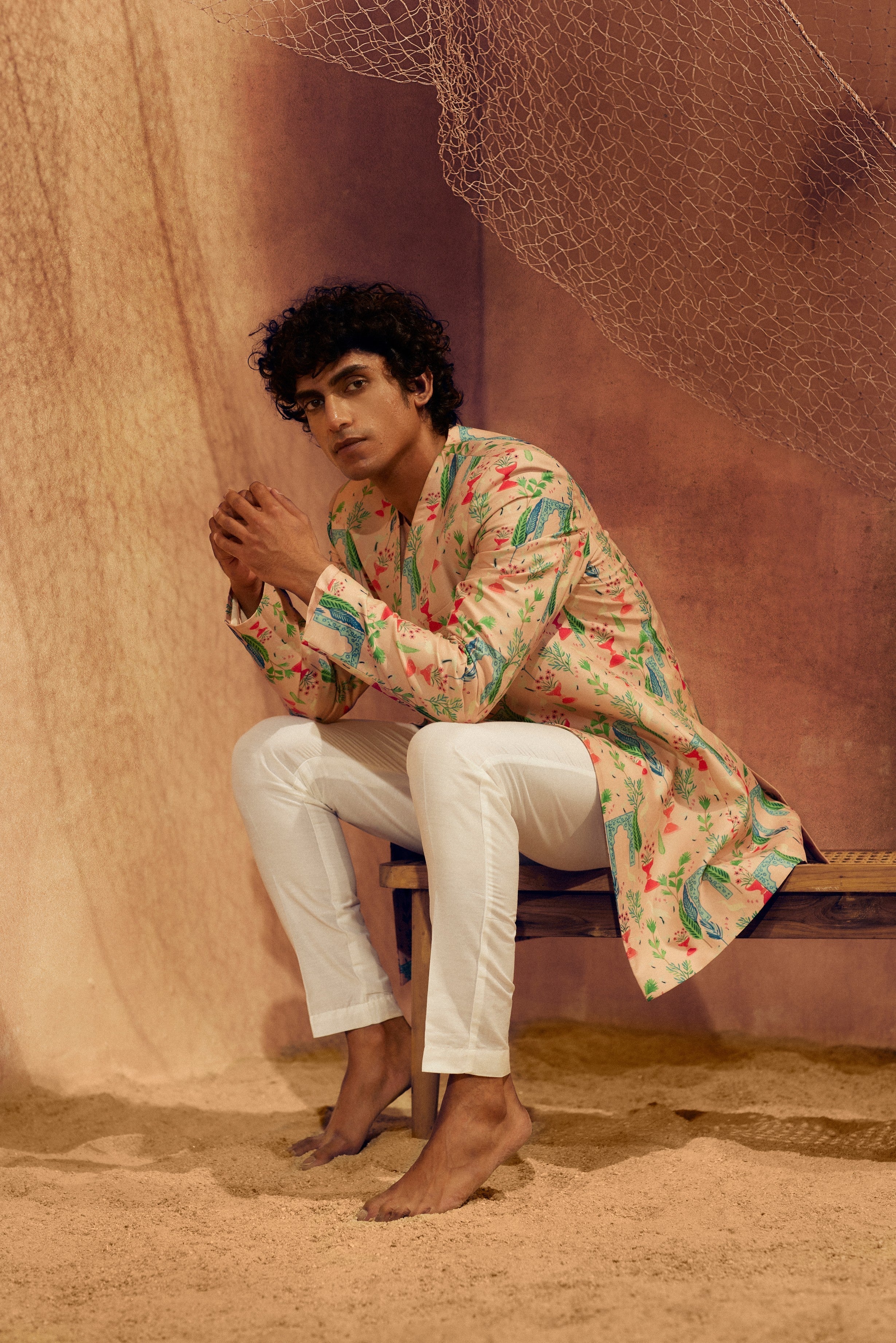 Pink Garden Indo Western - Jacket with Kurti and pants