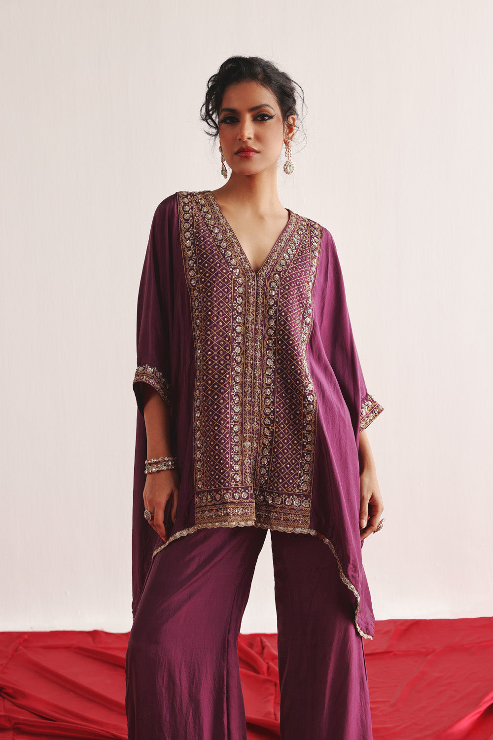 Marodiwork Silk Kaftan with Palazzos