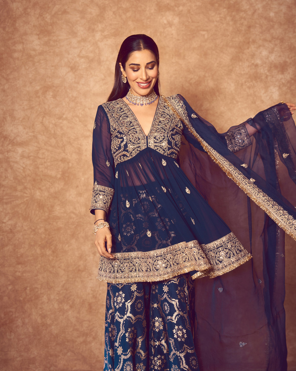 Sophie Choudry in Rukhsaar Peplum Set