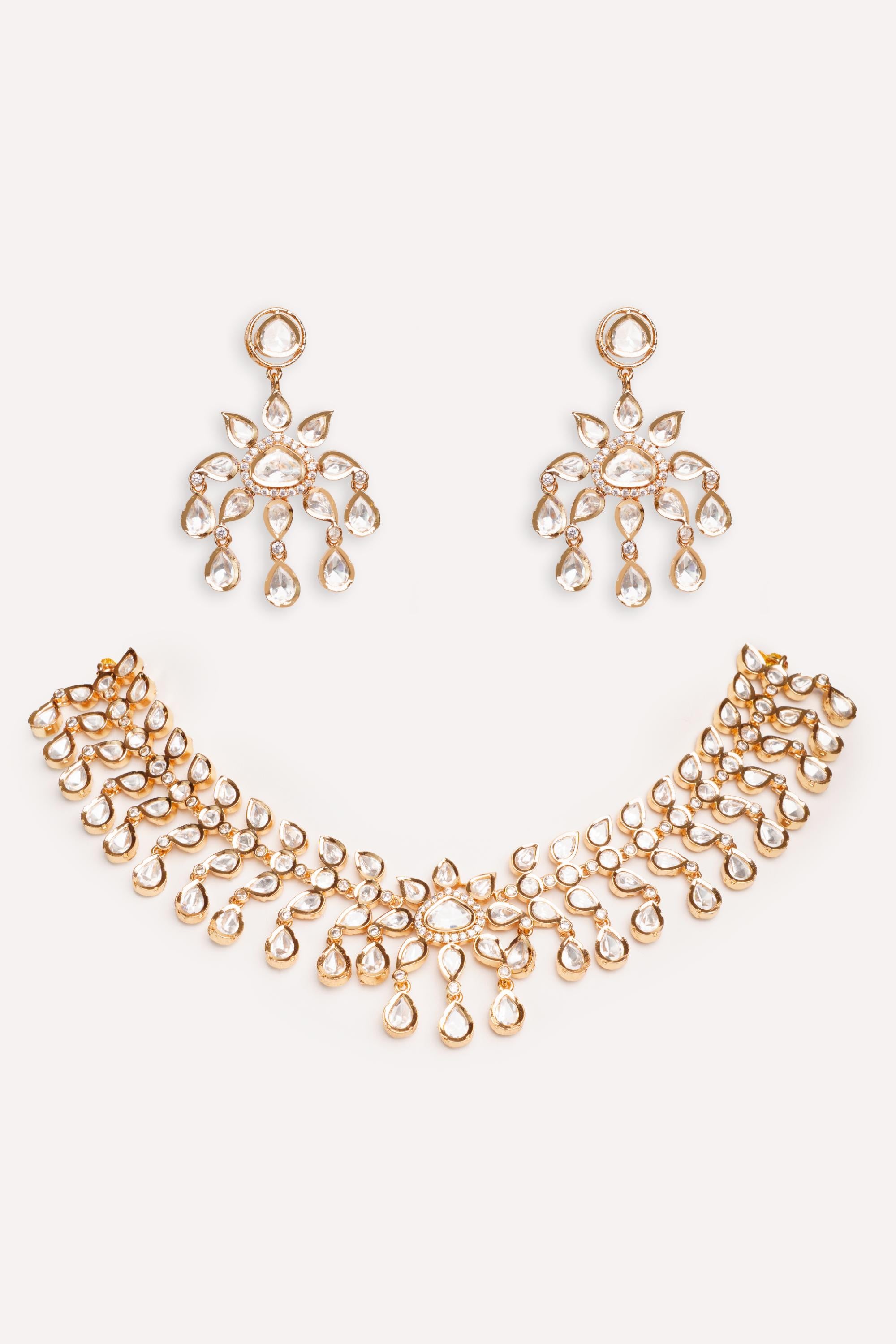 Classy kundan choker set with elegant pair of earrings