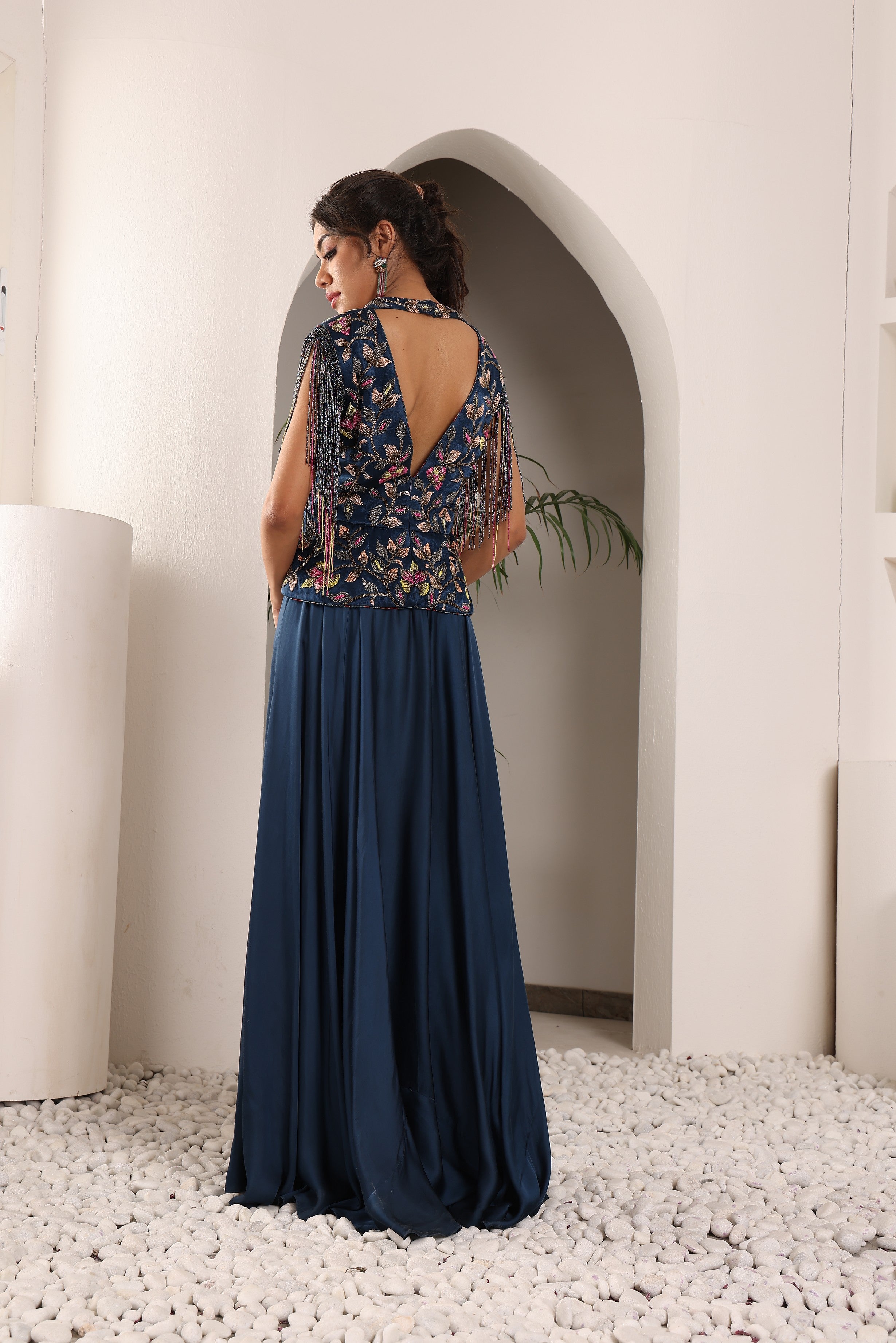 Cobalt Blue embroidered gown