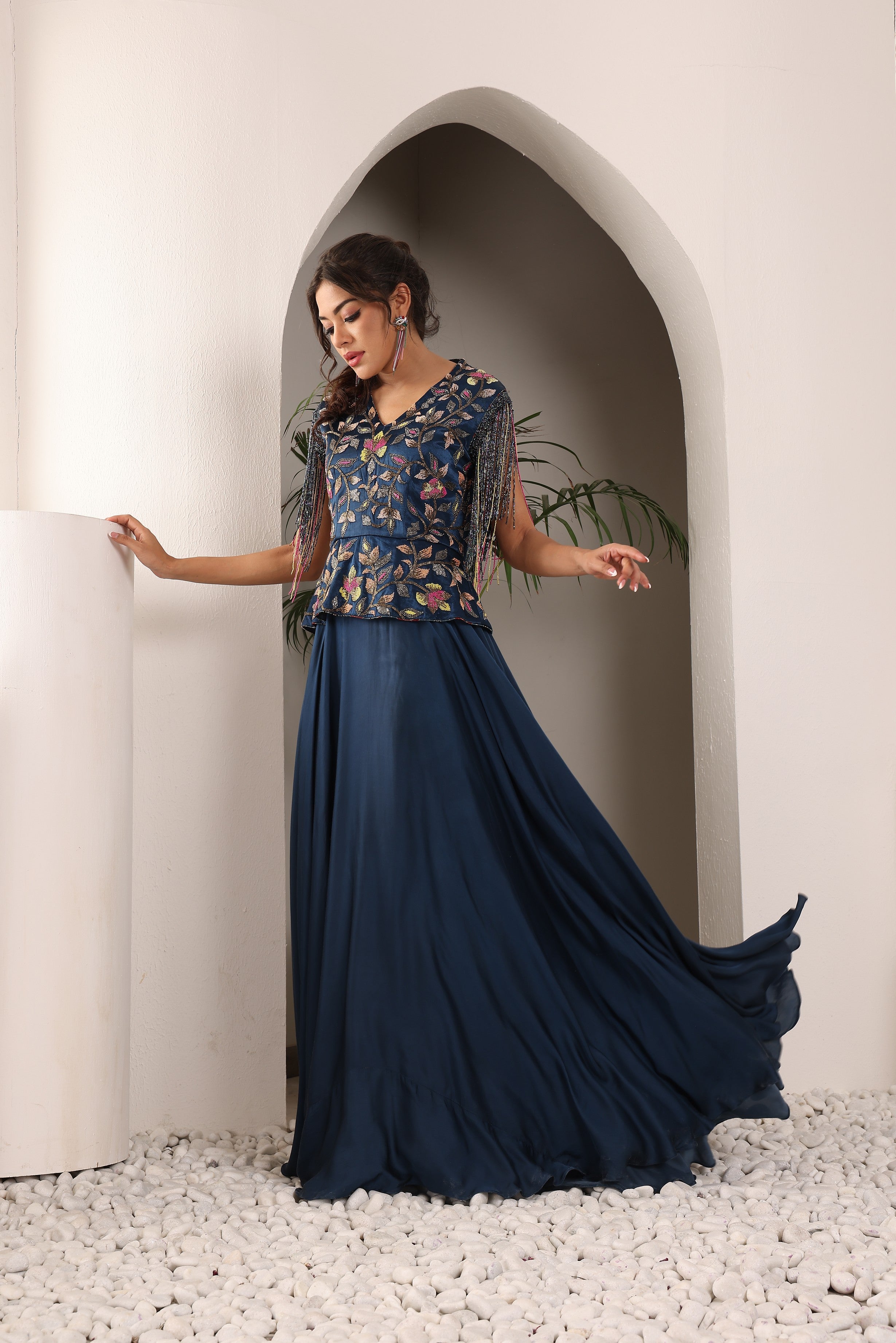 Cobalt Blue embroidered gown