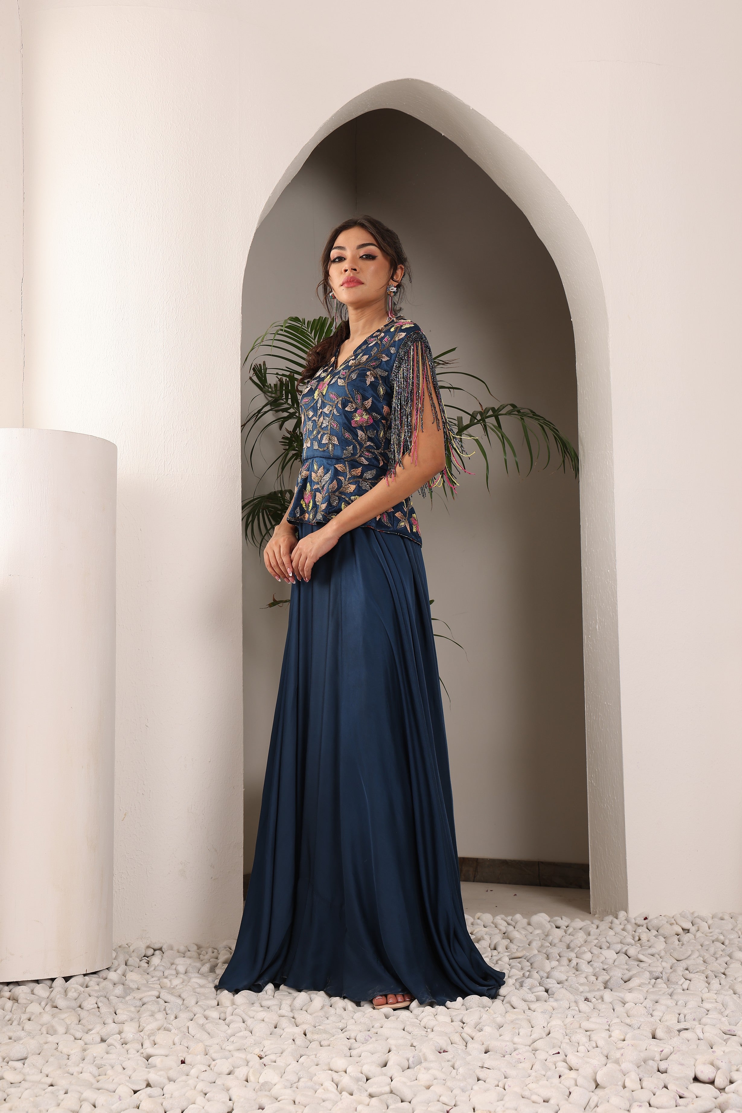 Cobalt Blue embroidered gown