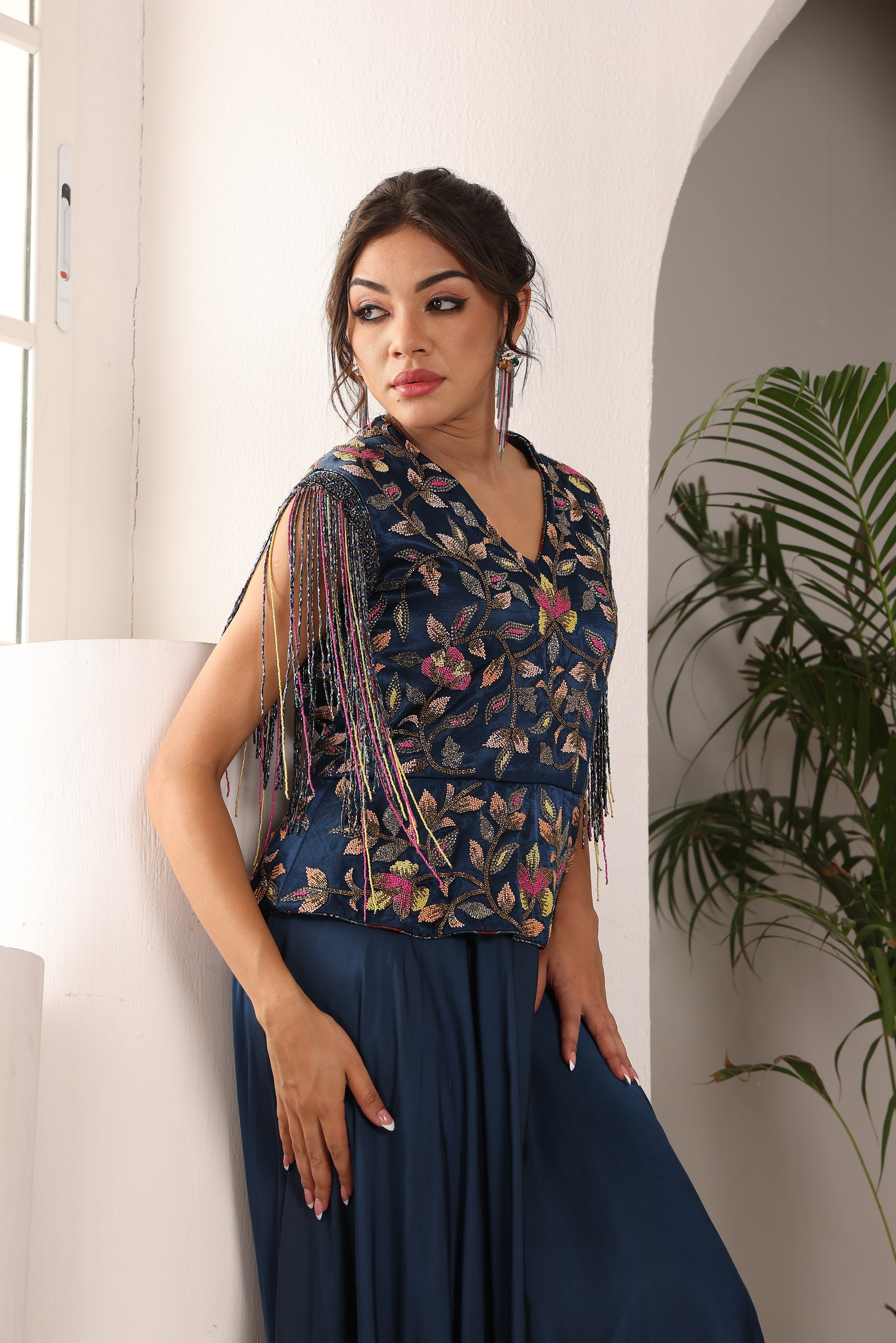 Cobalt Blue embroidered gown