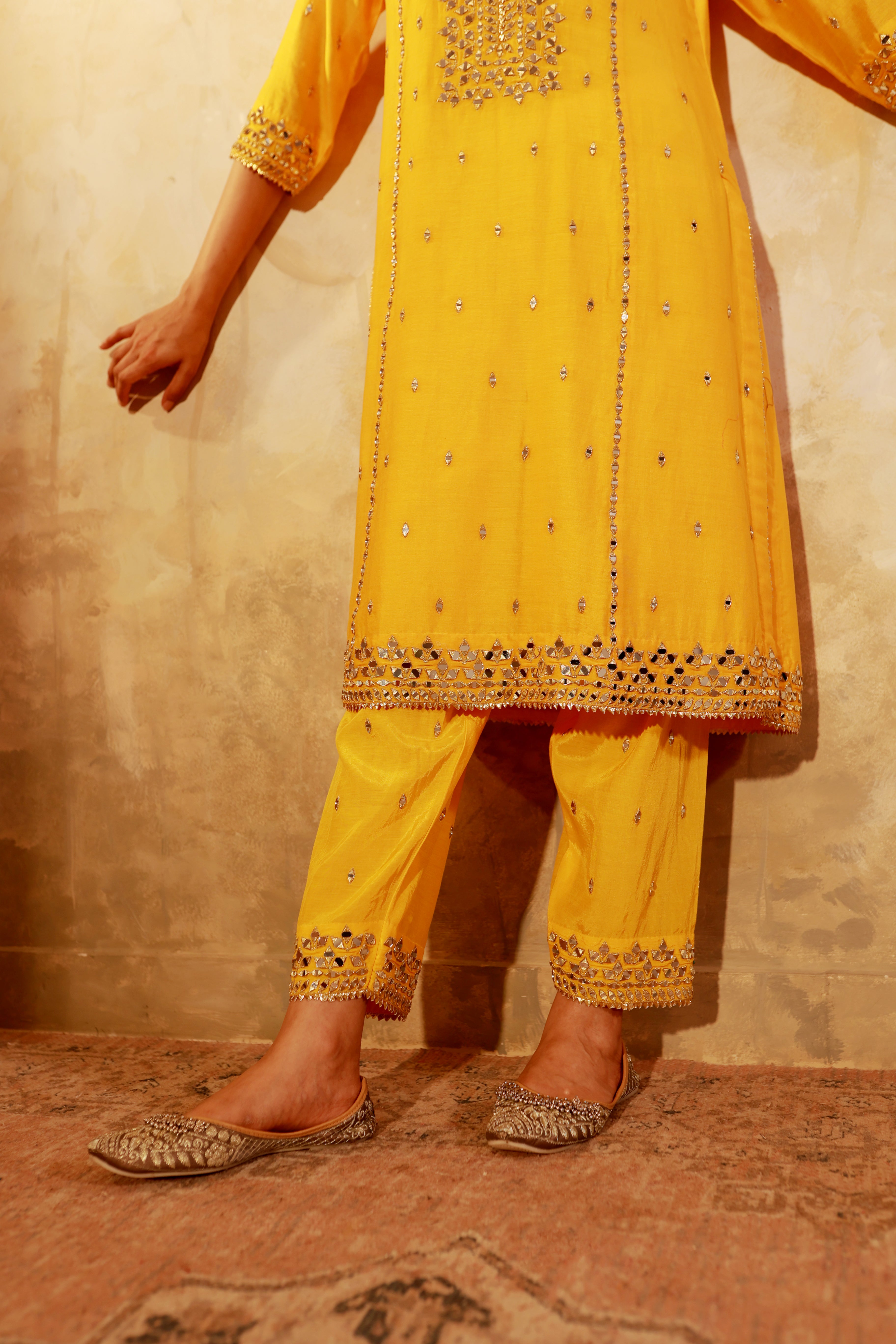 Nazakat Mango Mirror Work Suit