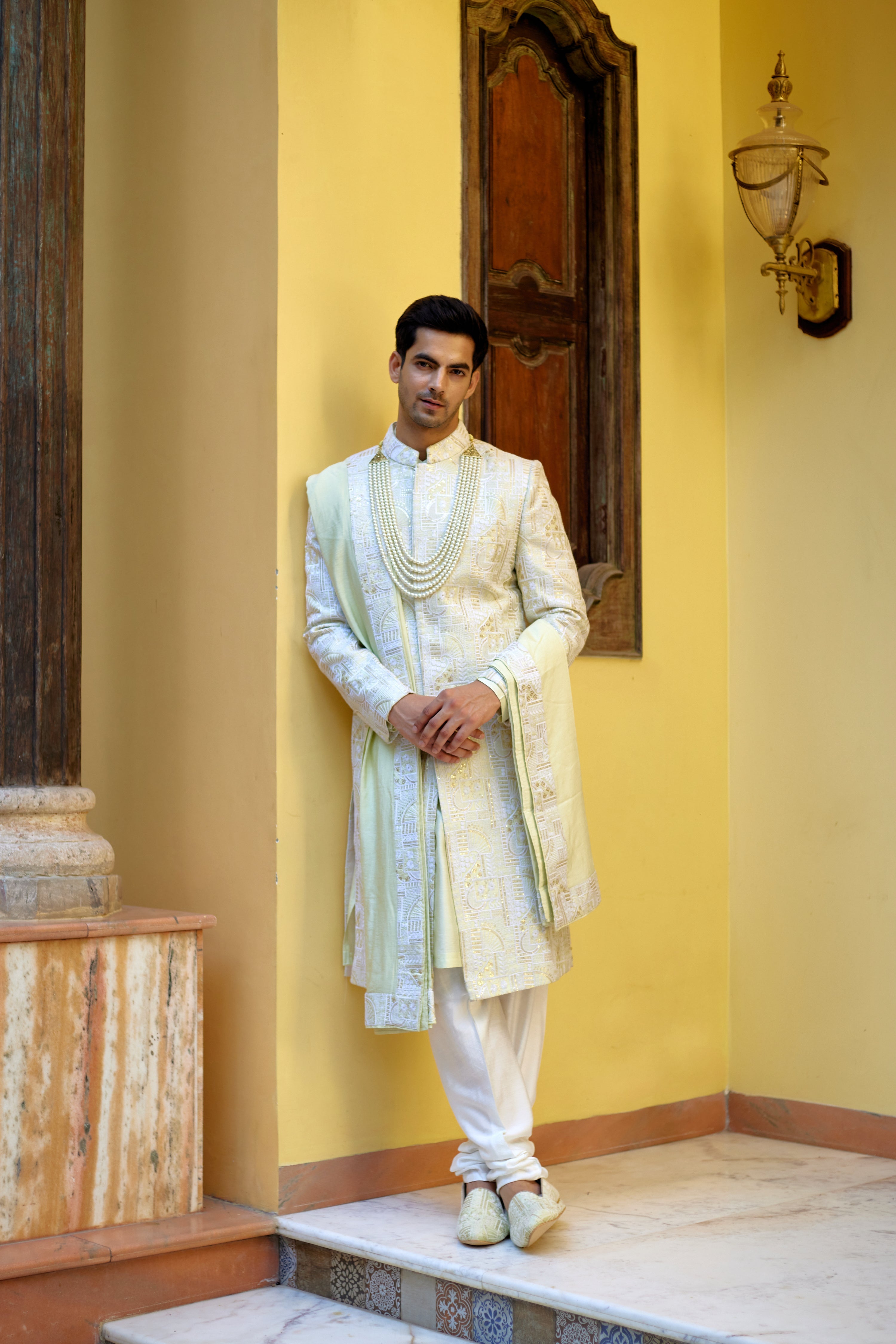 ZAHID SHERWANI (MINT GREEN)