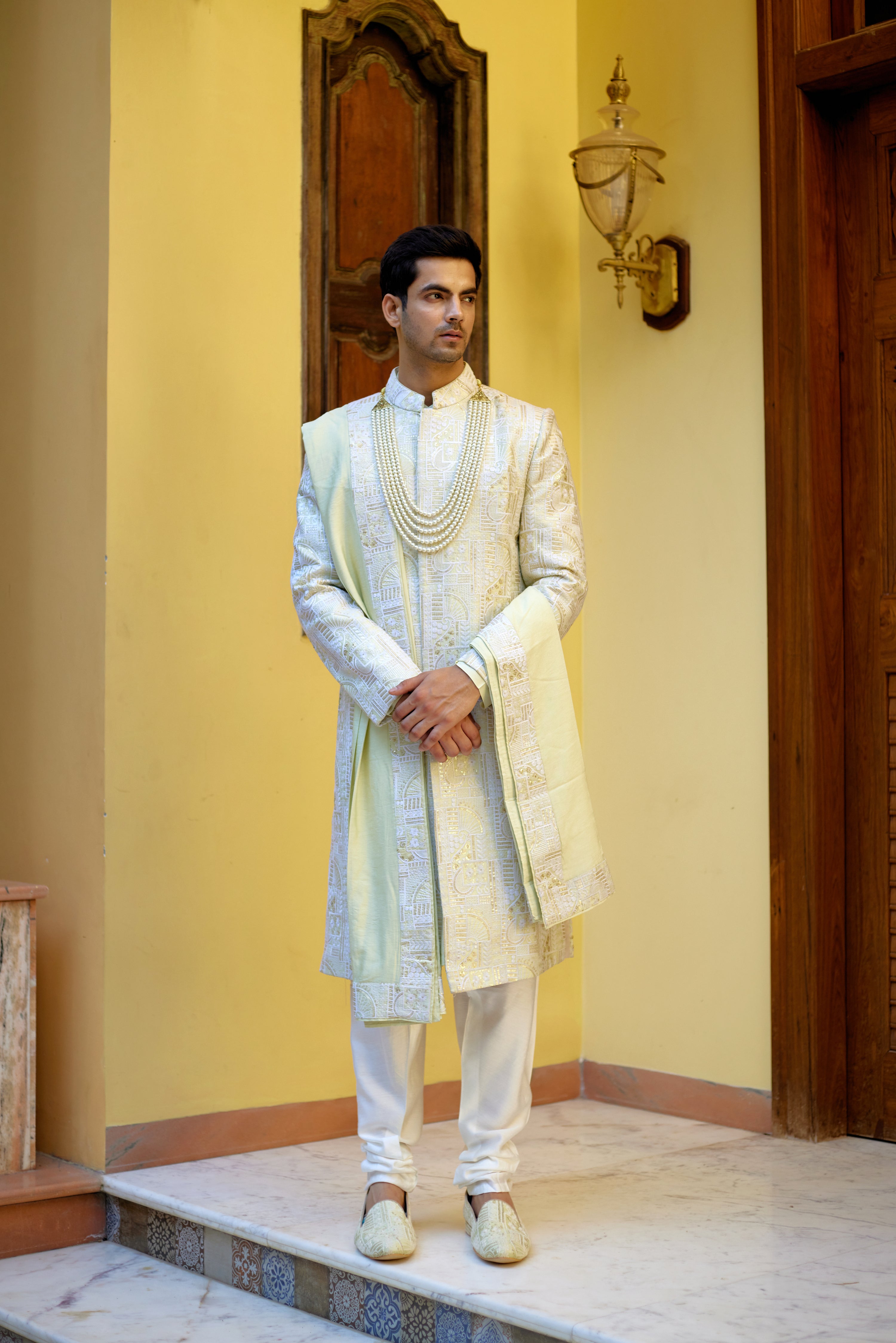 ZAHID SHERWANI (MINT GREEN)