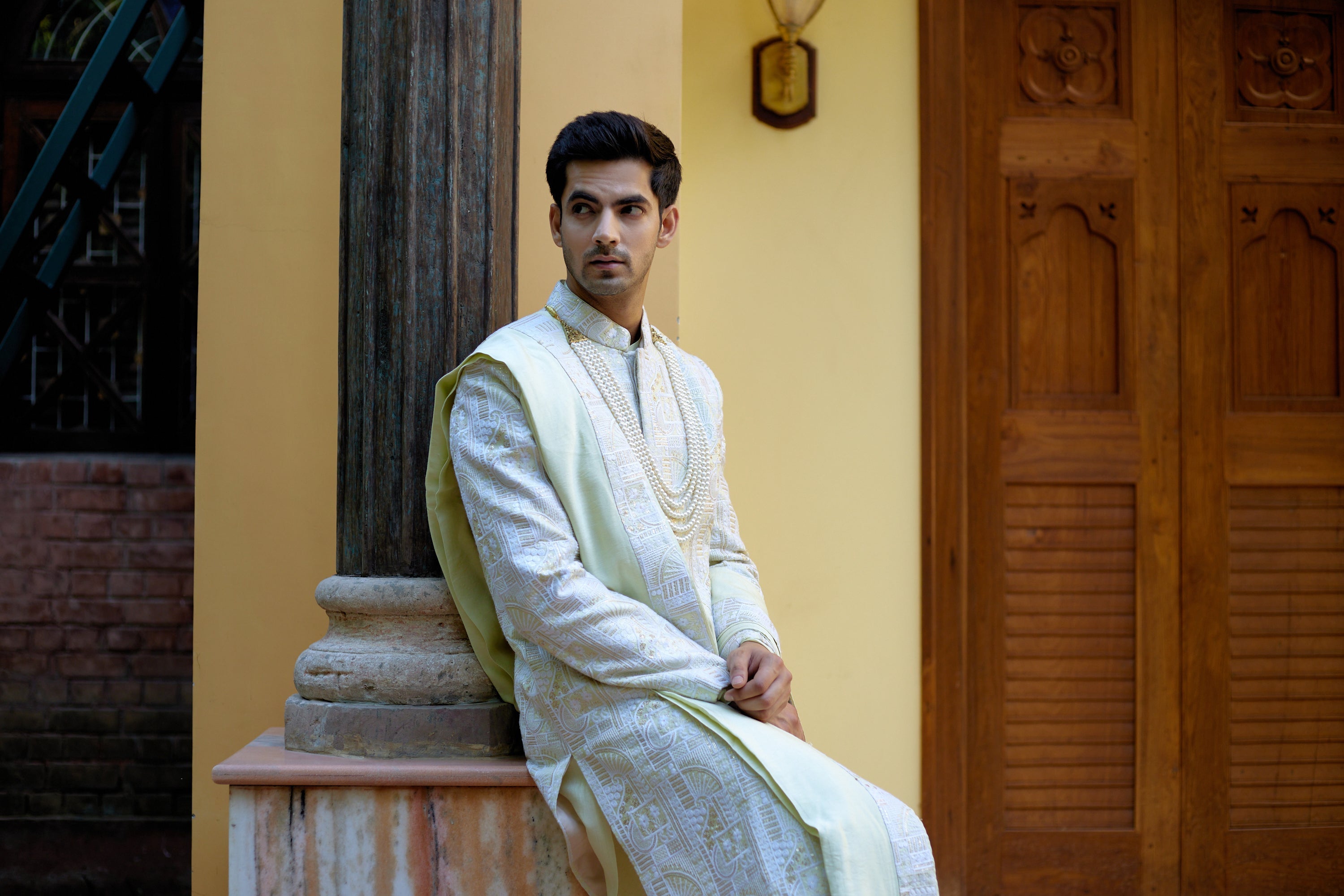 ZAHID SHERWANI (MINT GREEN)