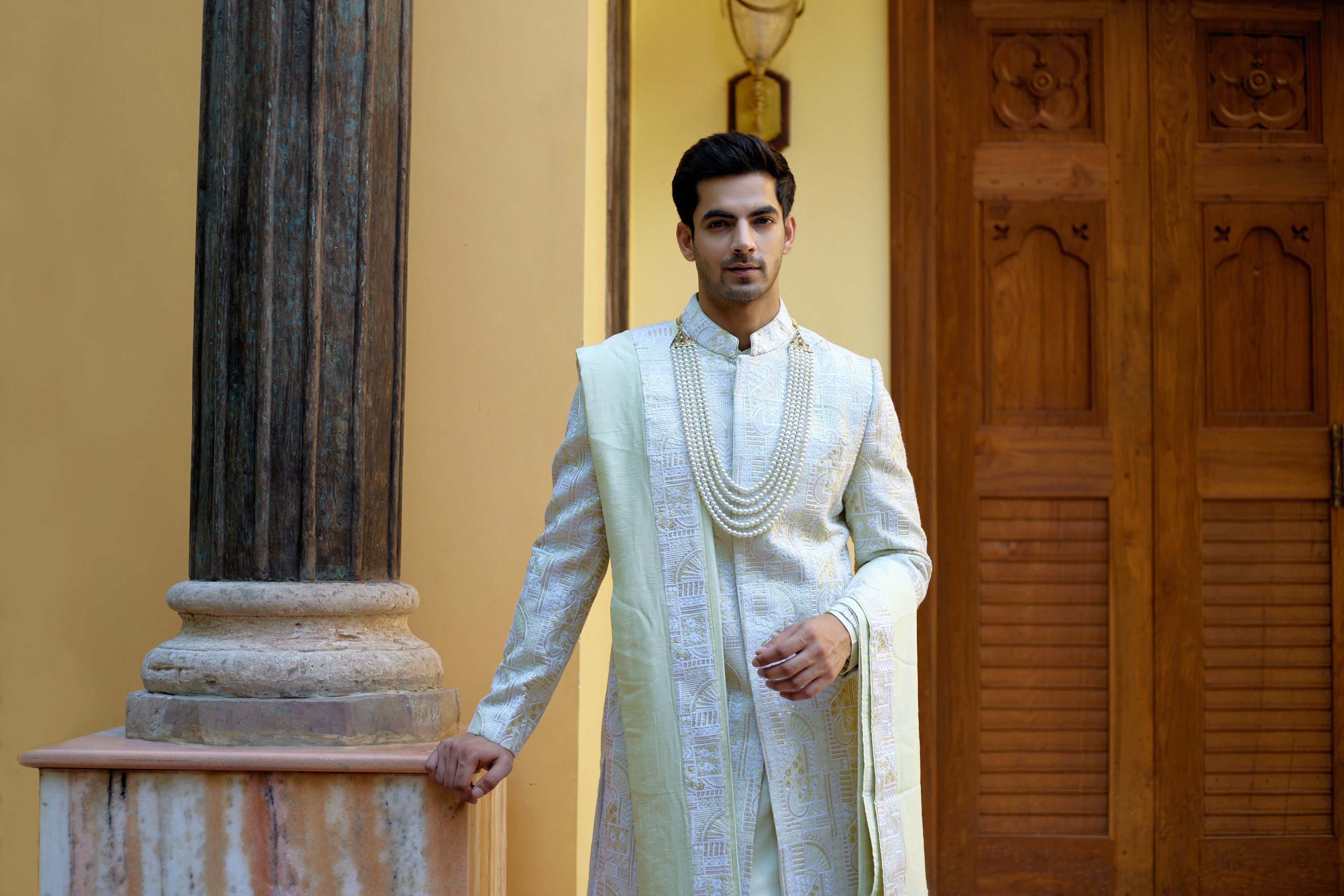 ZAHID SHERWANI (MINT GREEN)
