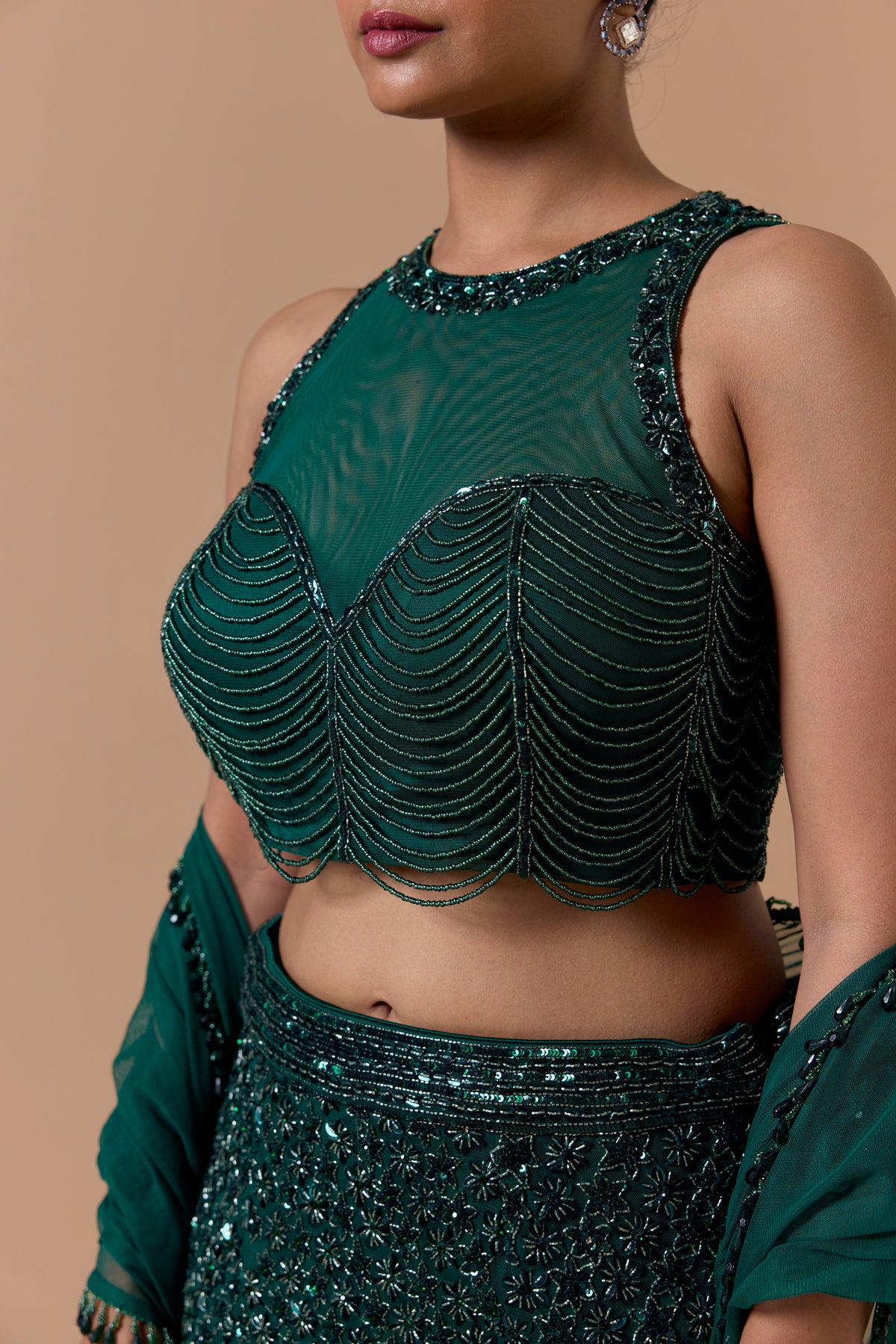 GREEN FISHTAIL SKIRT TOP