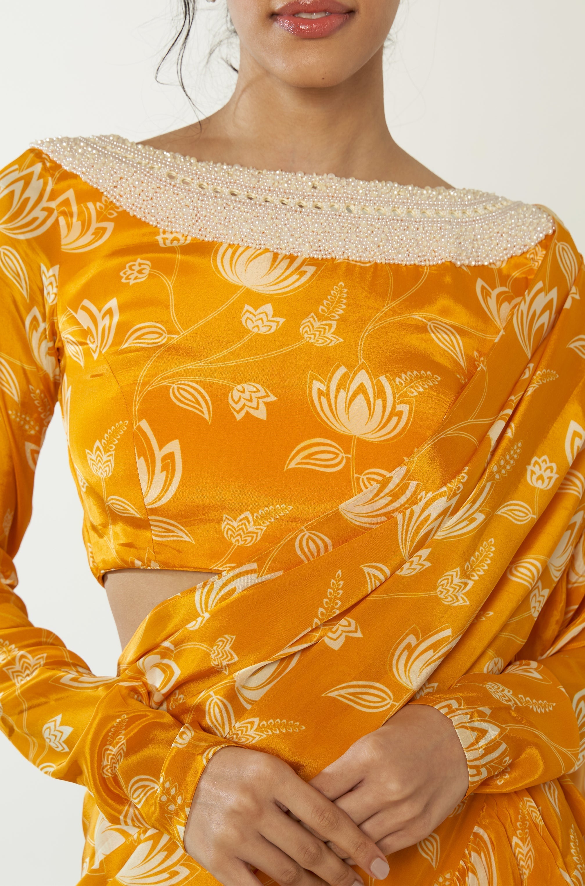 Mustard & White Ruffle Saree