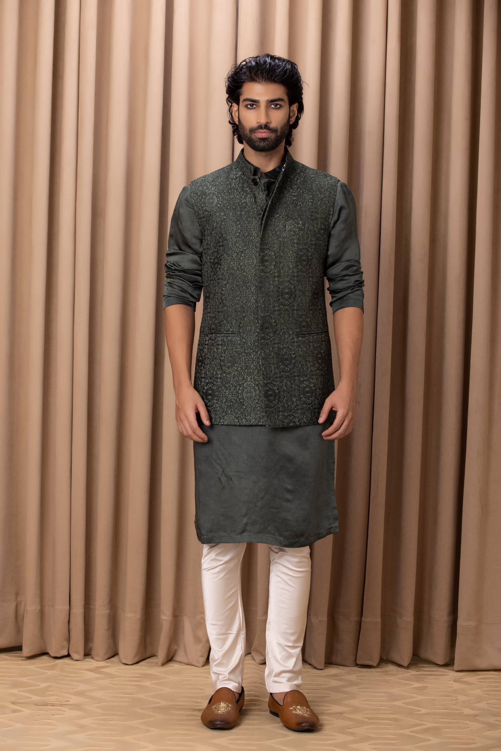 AMEERA BANDI SET (OLIVE GREEN)