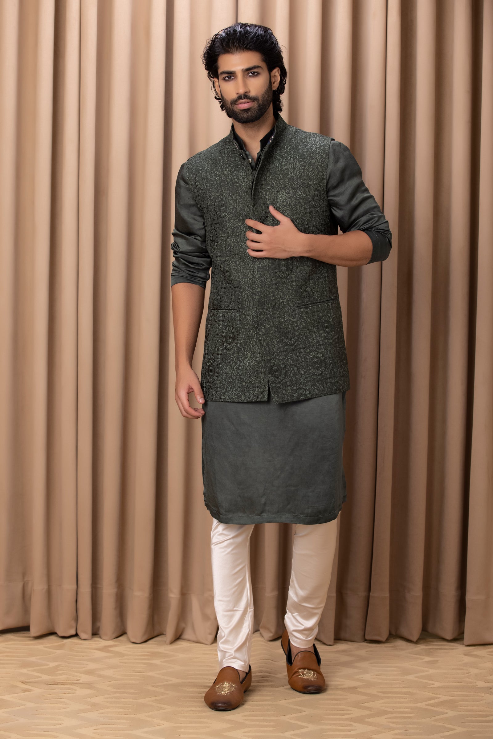 AMEERA BANDI SET (OLIVE GREEN)