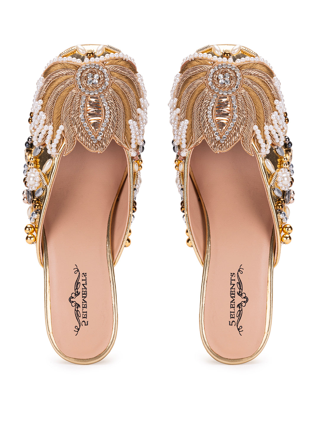 Gold lotus-Mule heel