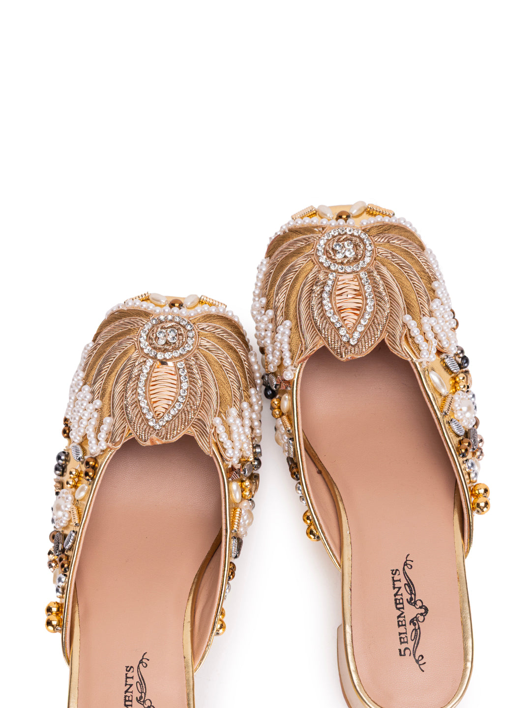 Gold lotus-Mule heel