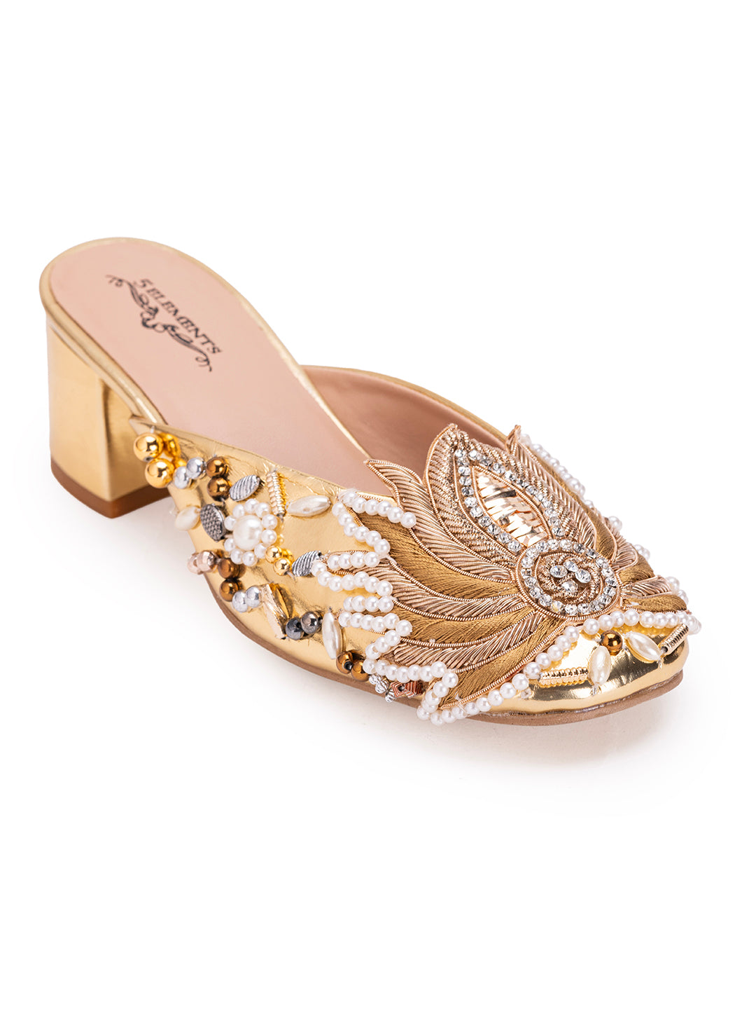 Gold lotus-Mule heel