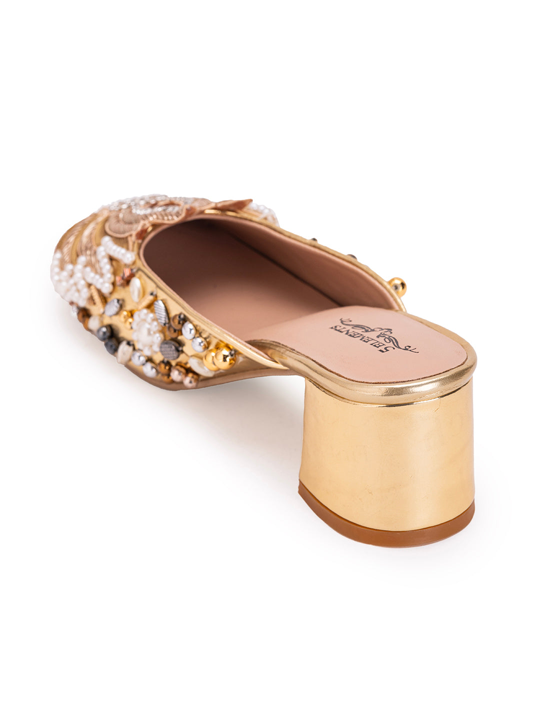 Gold lotus-Mule heel
