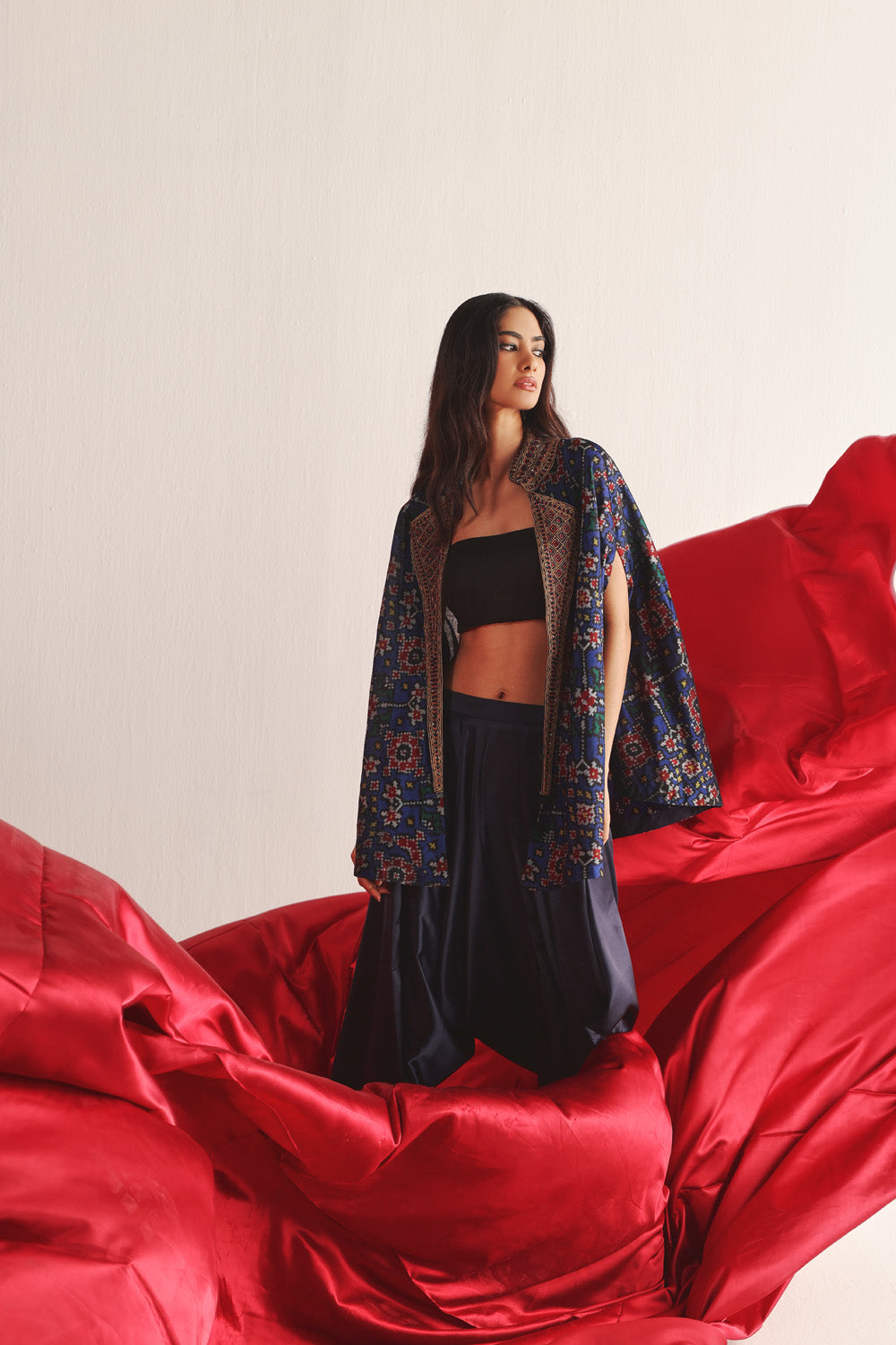 Patola Marodiwork Cape with Harem Dhoti Pants