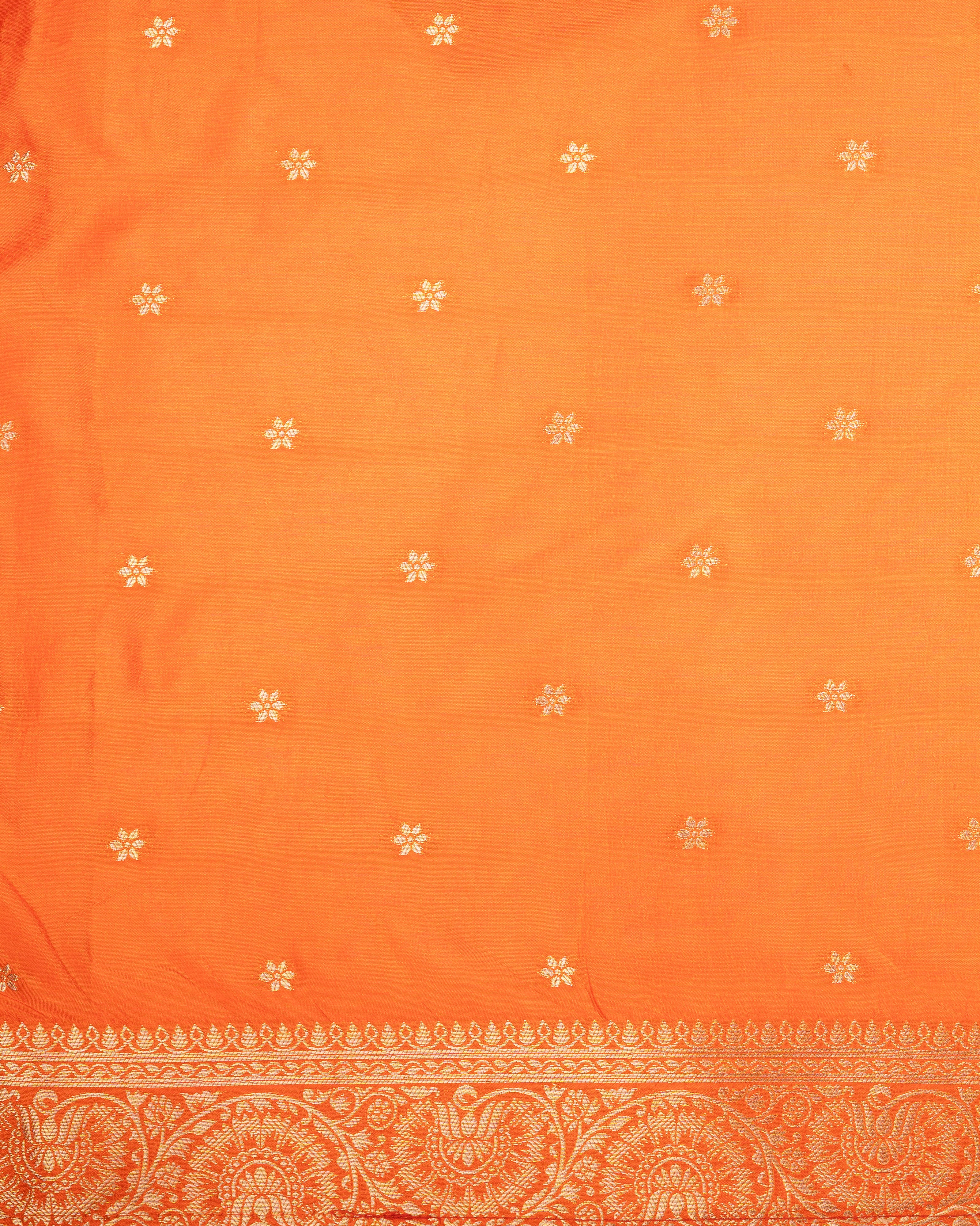 Orange Pure Katan Silk Banarasi Handloom Saree