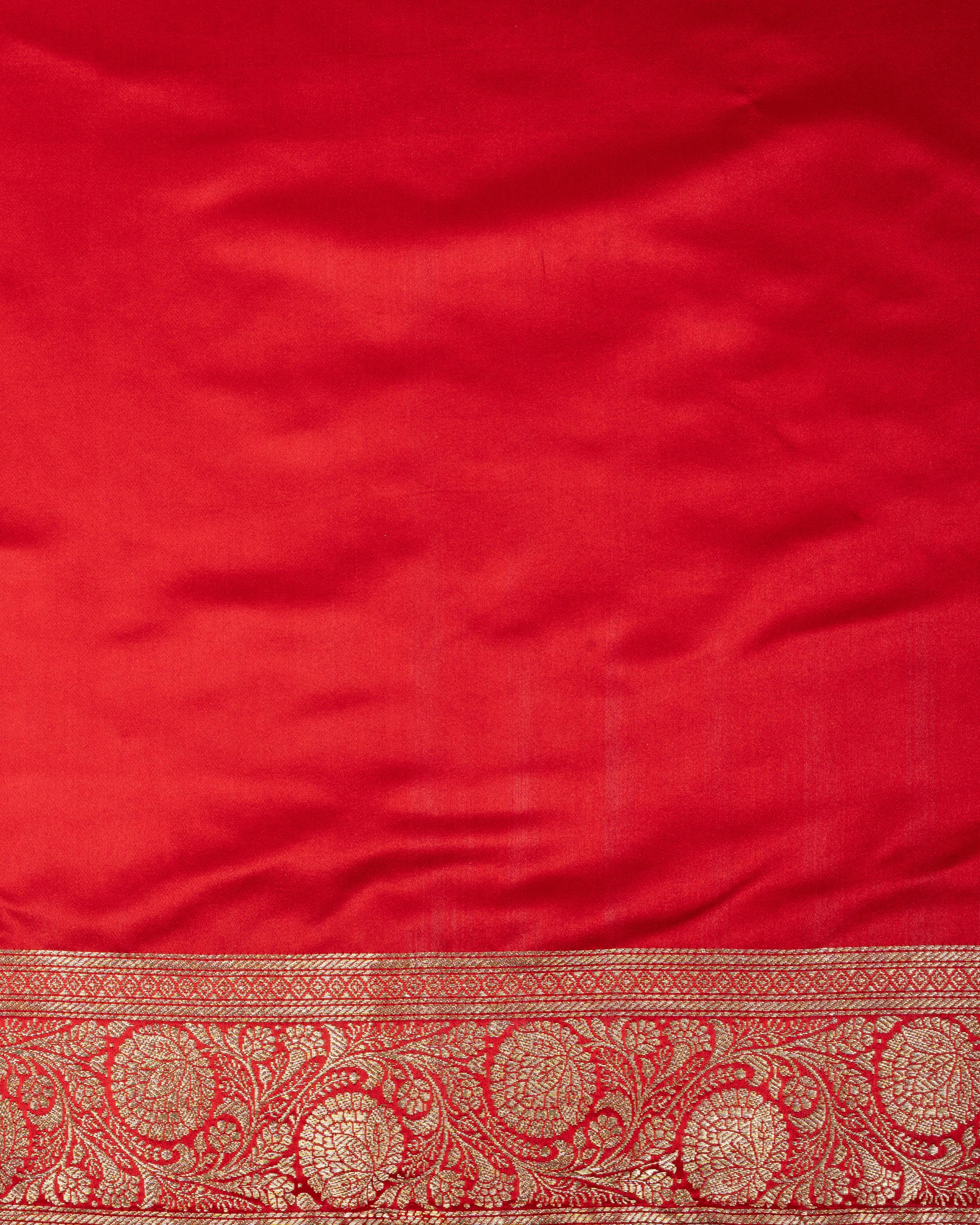 Red Pure Katan Satin silk Banarasi Handloom Saree