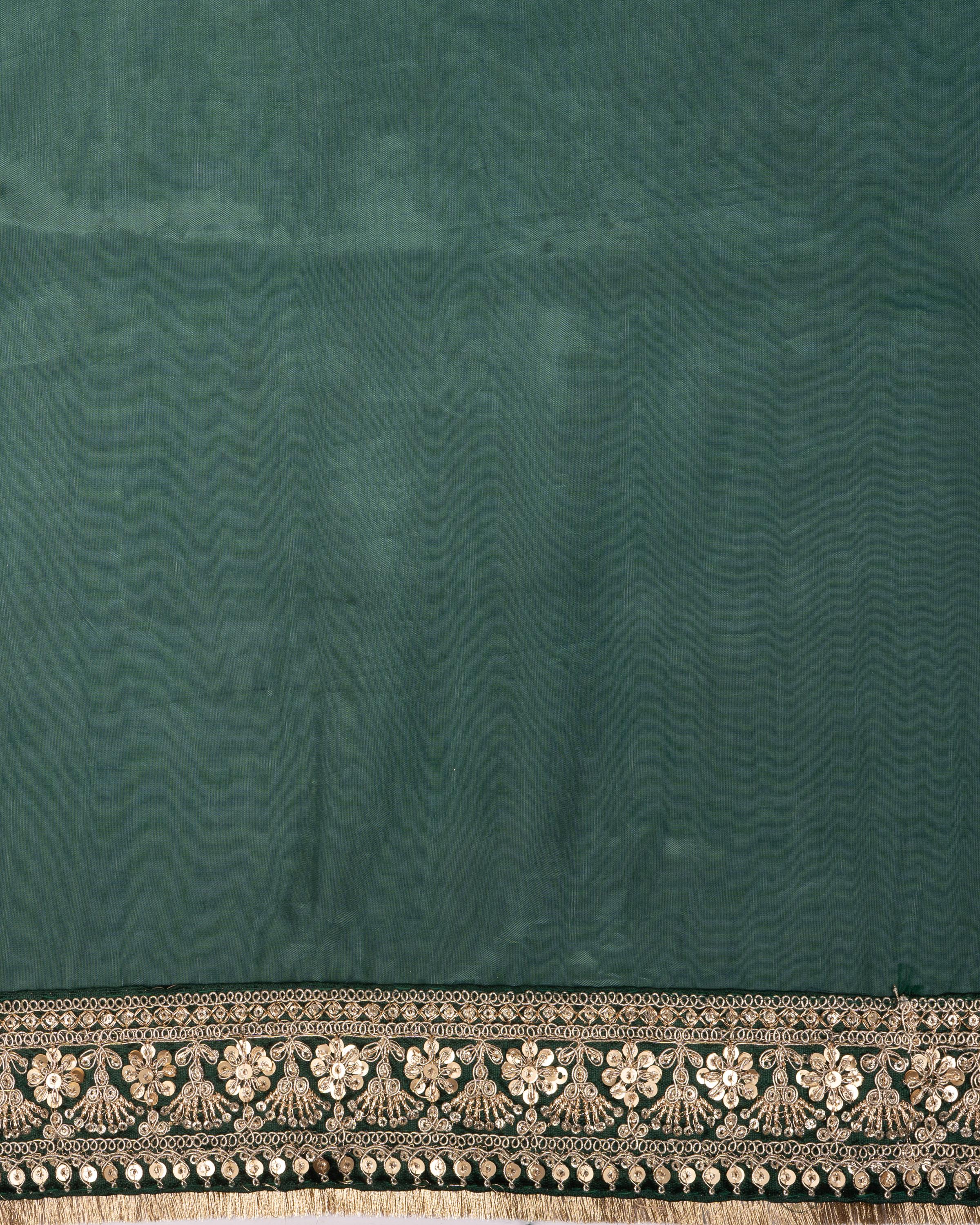 Teal Green Pure Katan Silk Banarasi Handloom Saree
