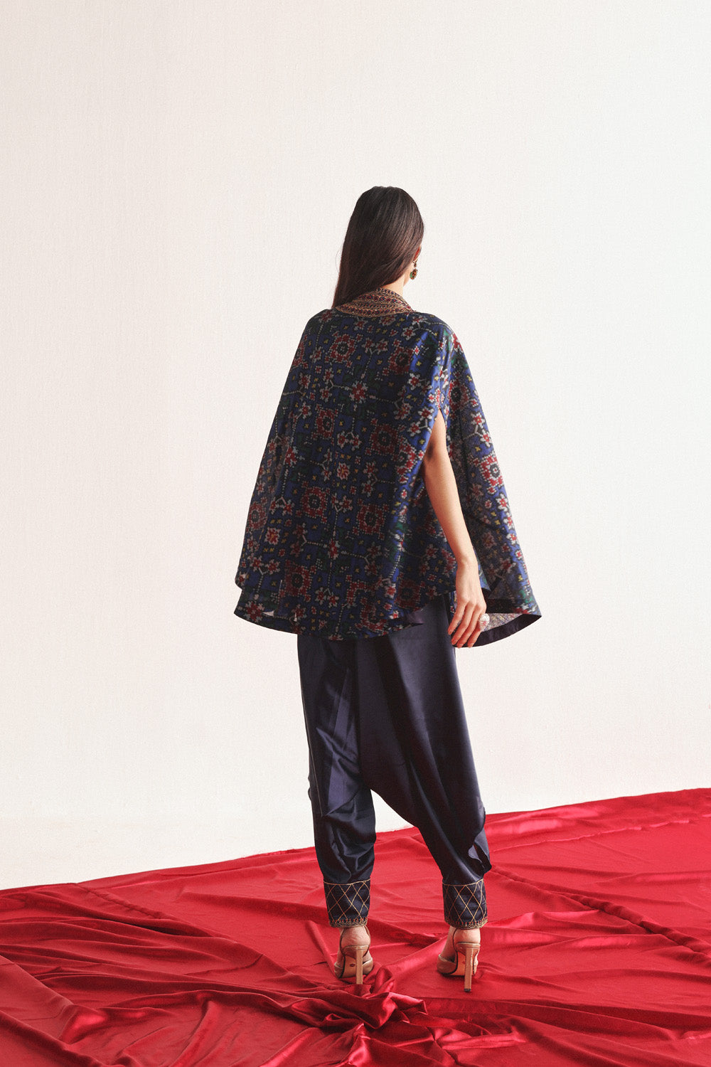 Patola Marodiwork Cape with Harem Dhoti Pants