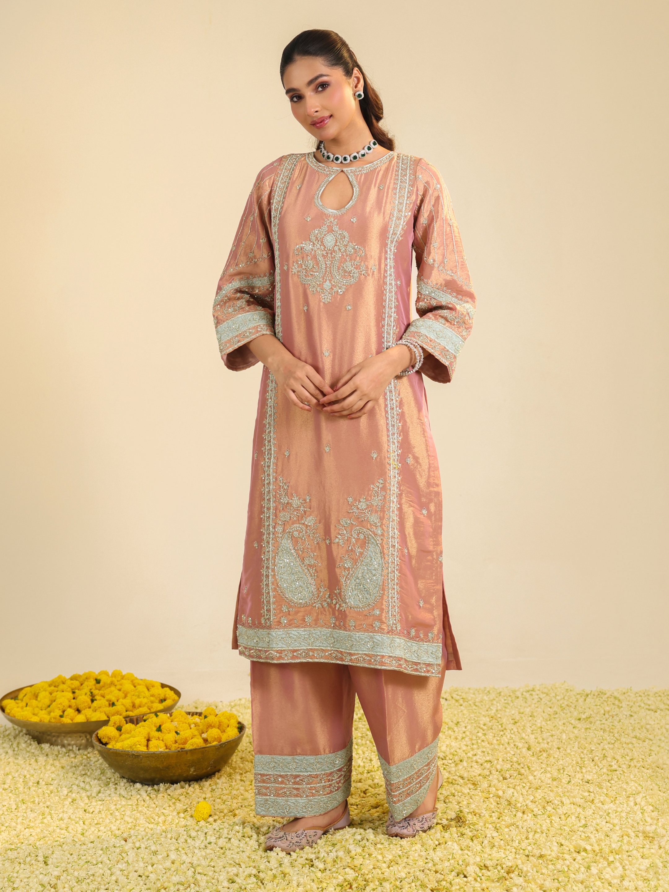 Pink Lamhe Tissue Kurta Set