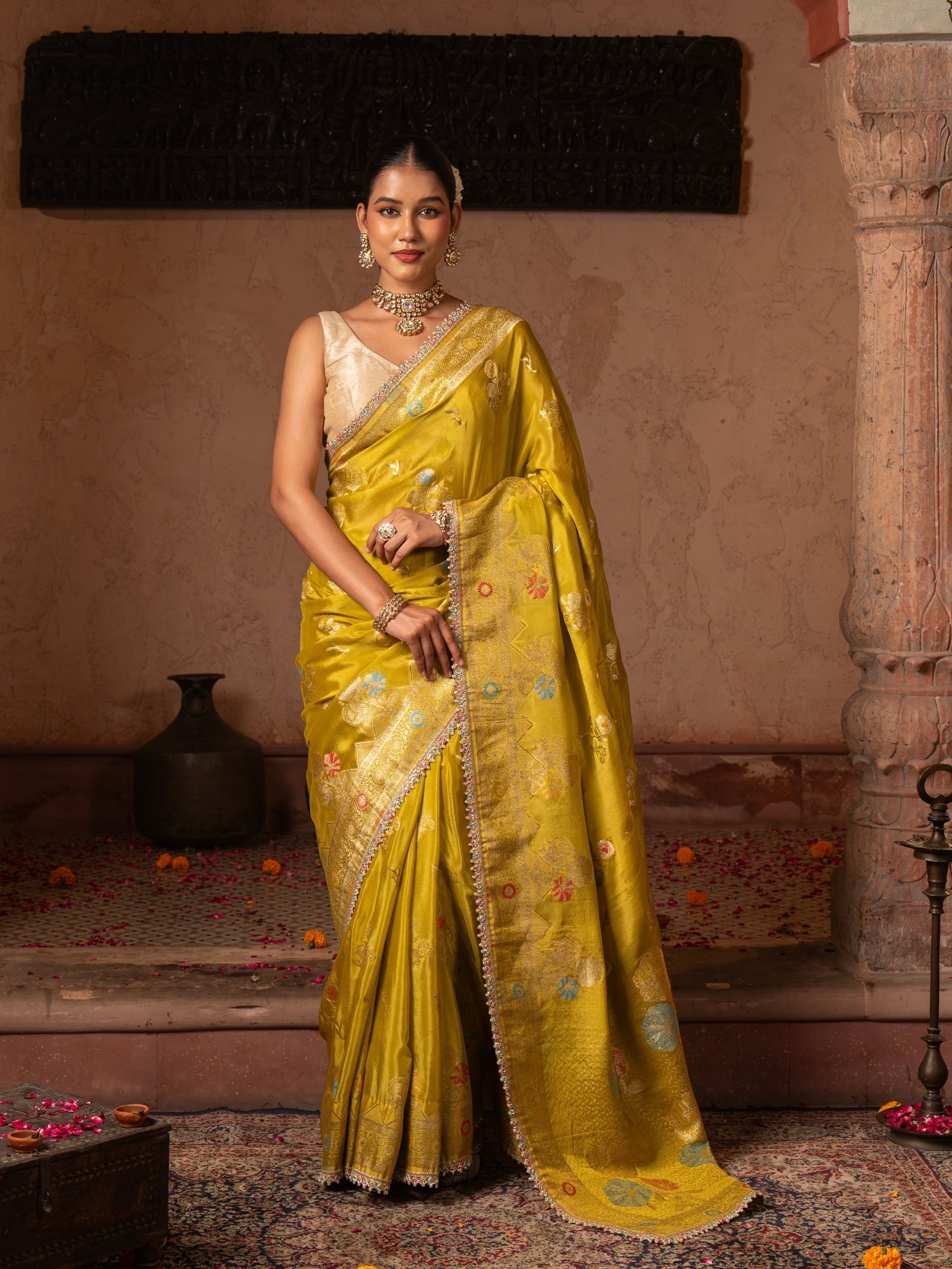 Green Pure Chiffon Banarasi Silk Handloom Saree