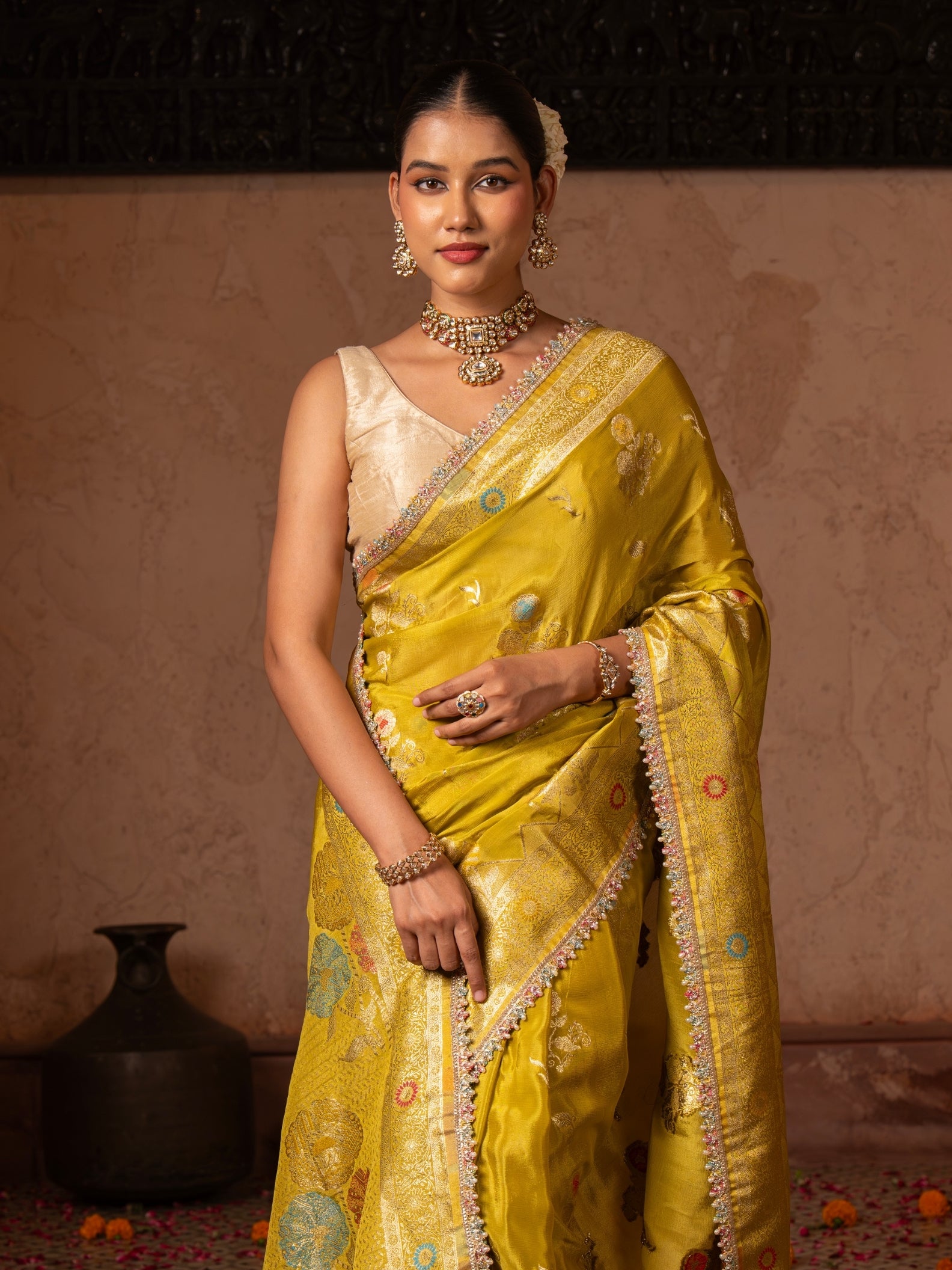 Green Pure Chiffon Banarasi Silk Handloom Saree