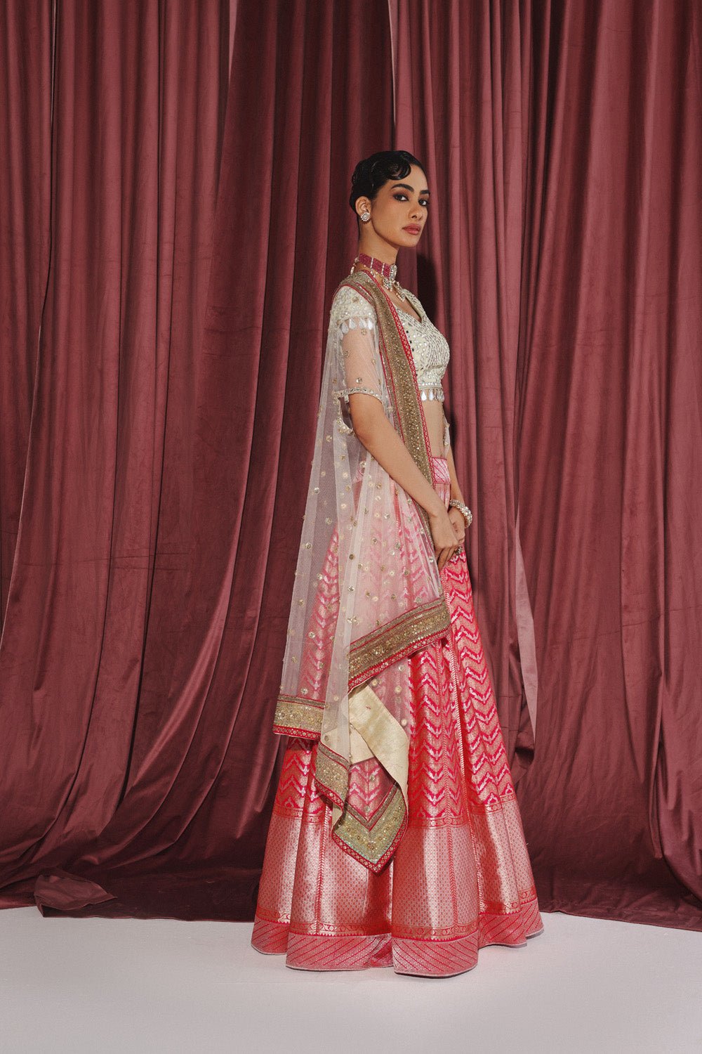 BANARASI BROCADE LEHENGA SET WITH CAPE