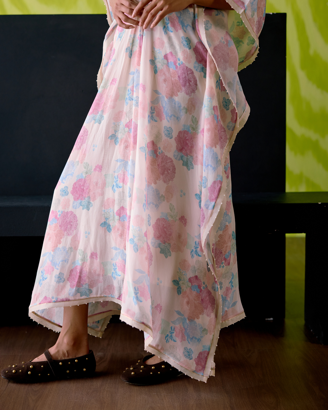 Ivory Floral Printed Kaftan