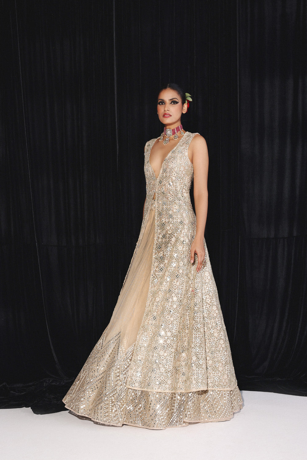 MIRRORWORK JACKET AND LEHENGA SET