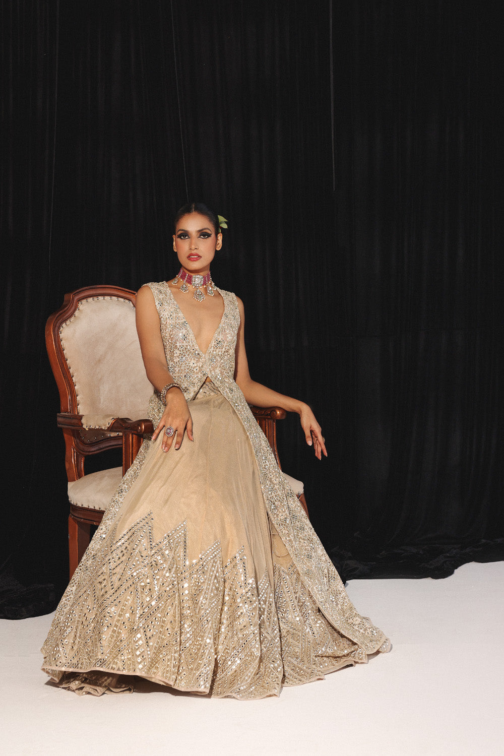 MIRRORWORK JACKET AND LEHENGA SET