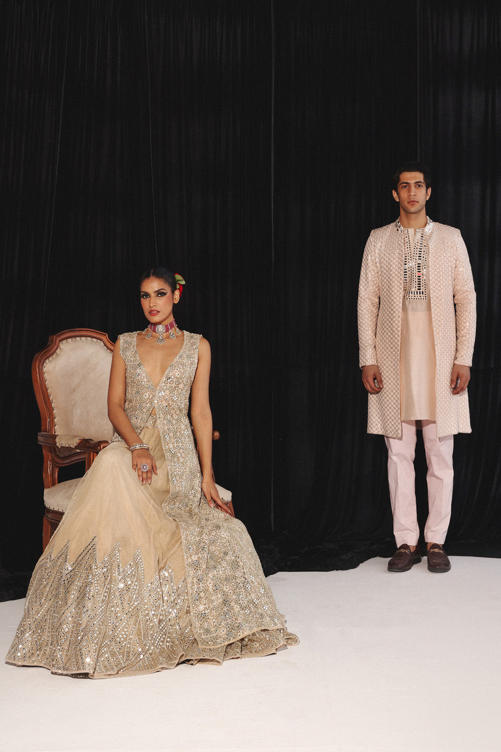 BLUSH PINK KURTA WITH MIRRORWORK