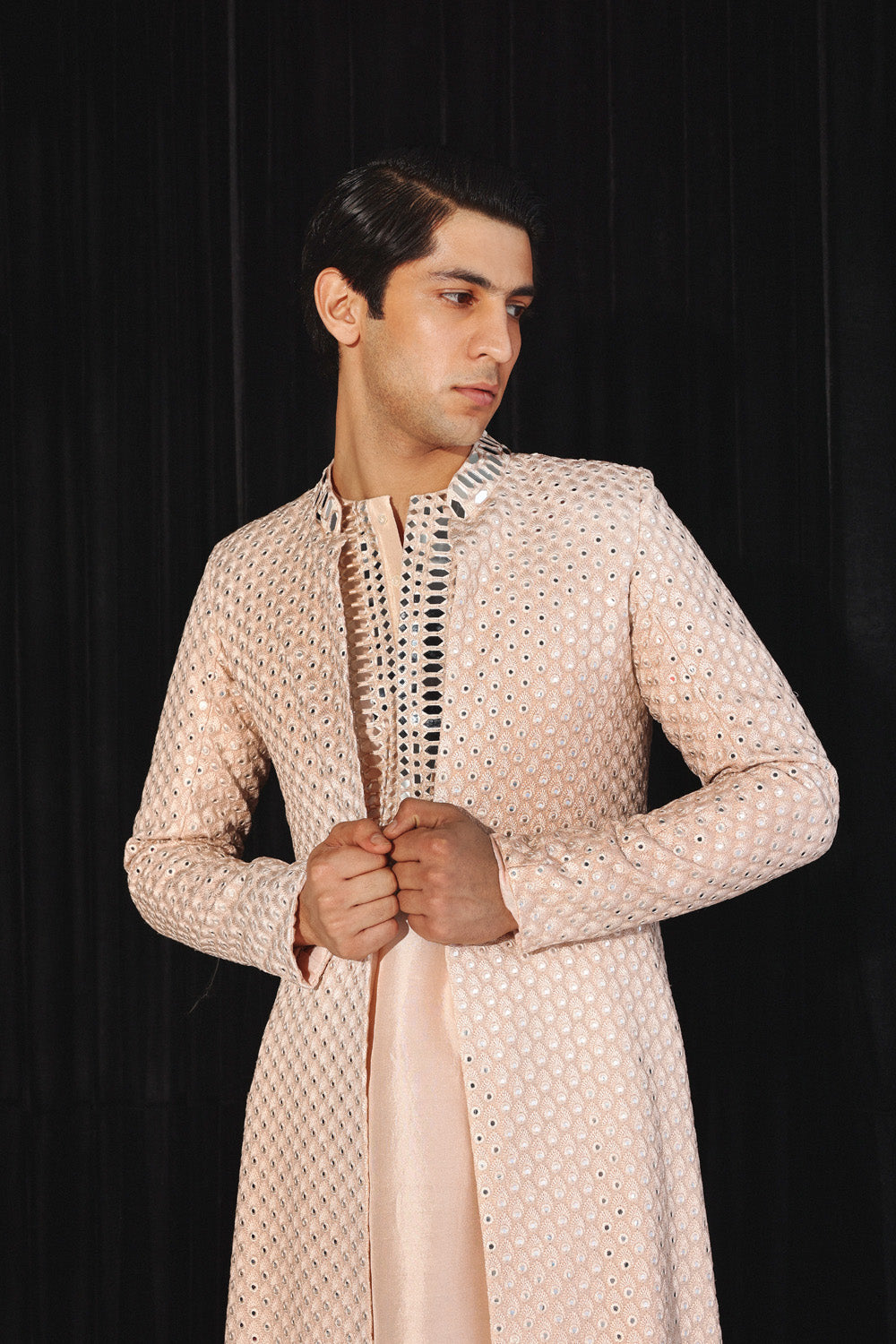 BLUSH PINK KURTA WITH MIRRORWORK