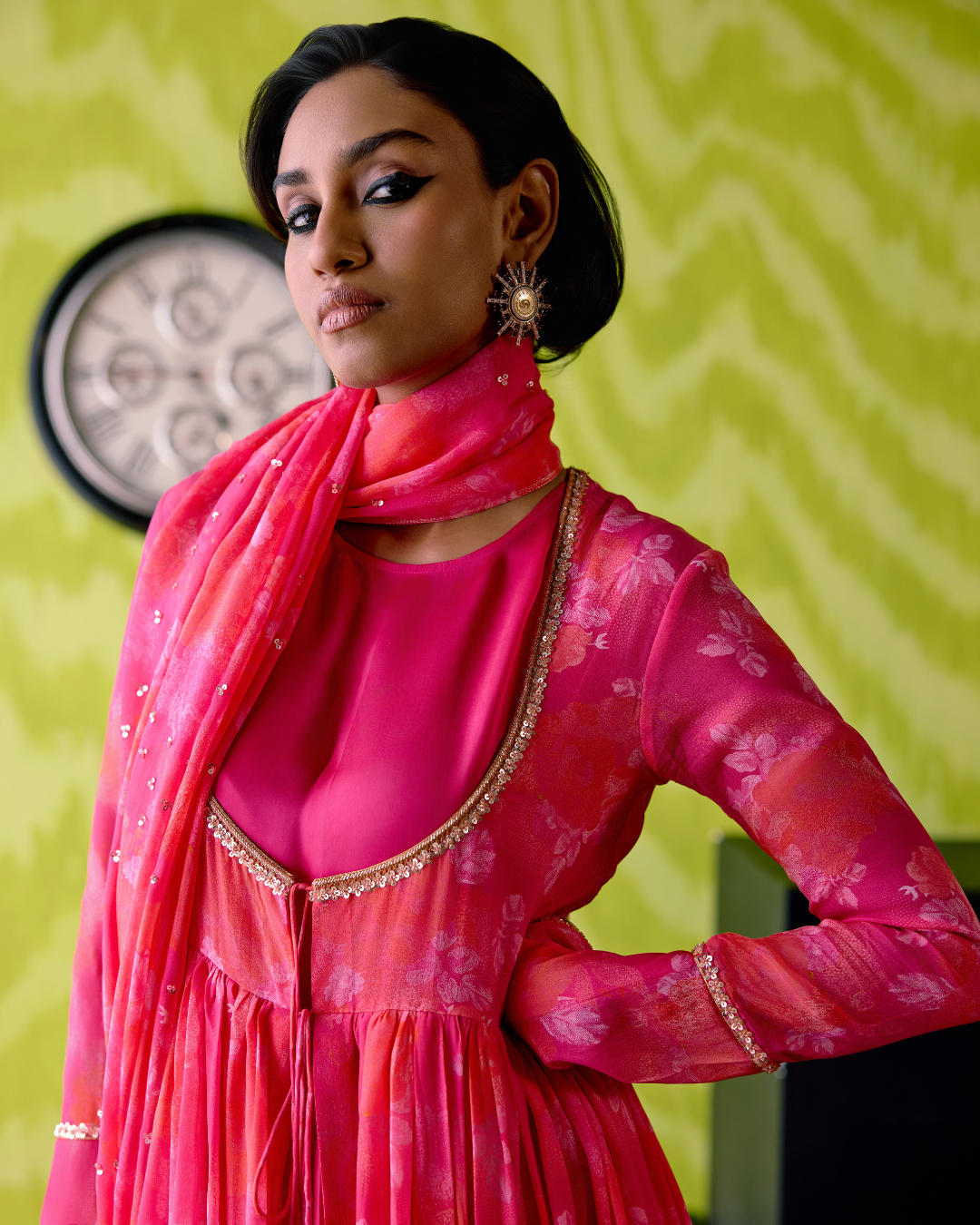 Fuchsia Pink Gather Anarkali Set