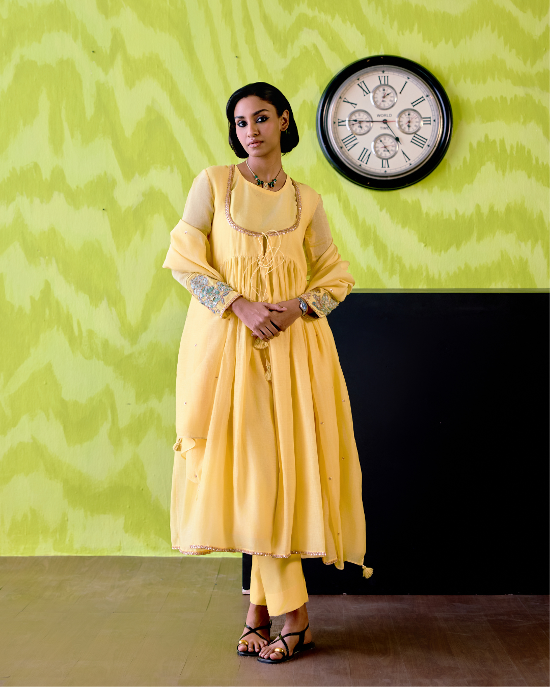 Buttercup Yellow Gather Anarkali Set