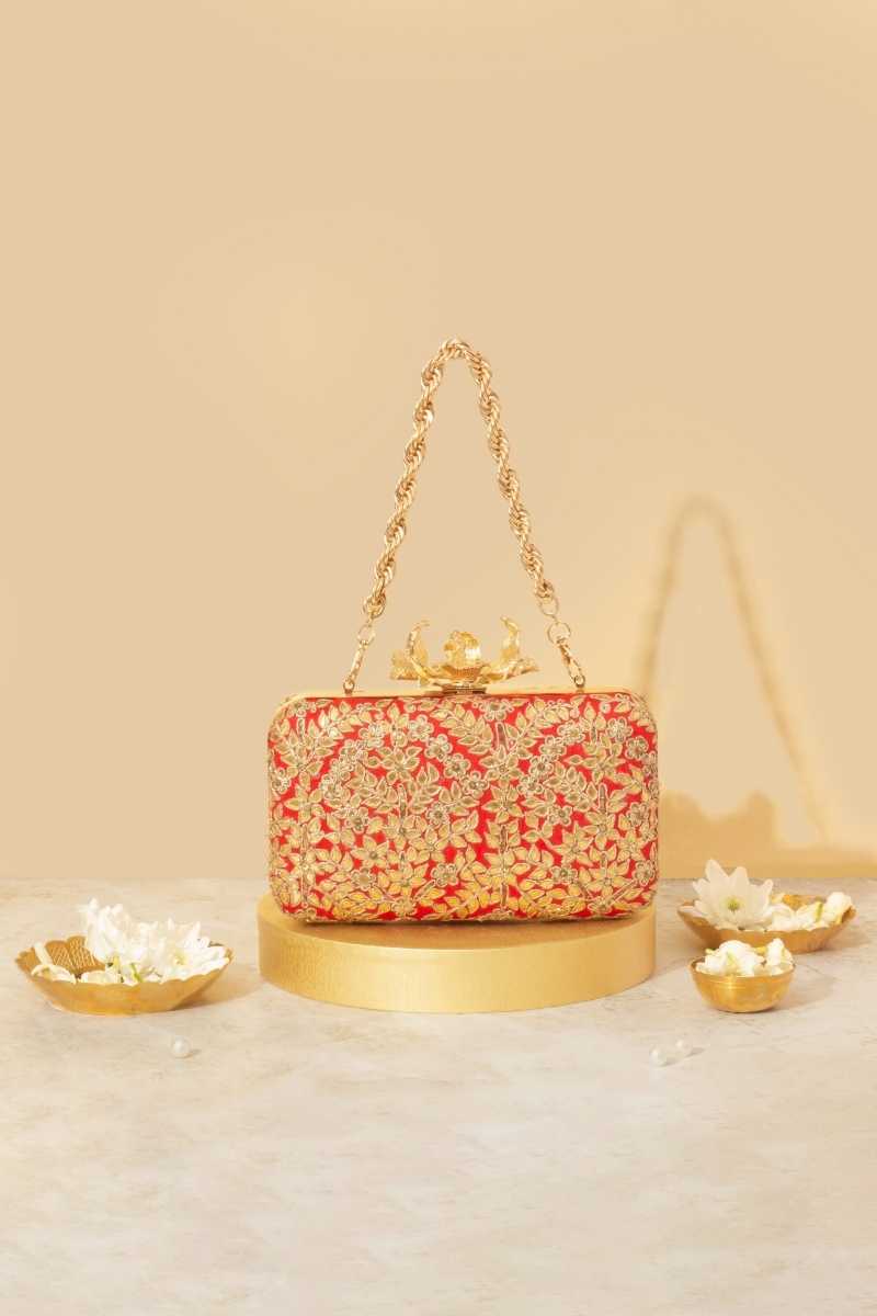 Vanya Clutch - Red & Gold