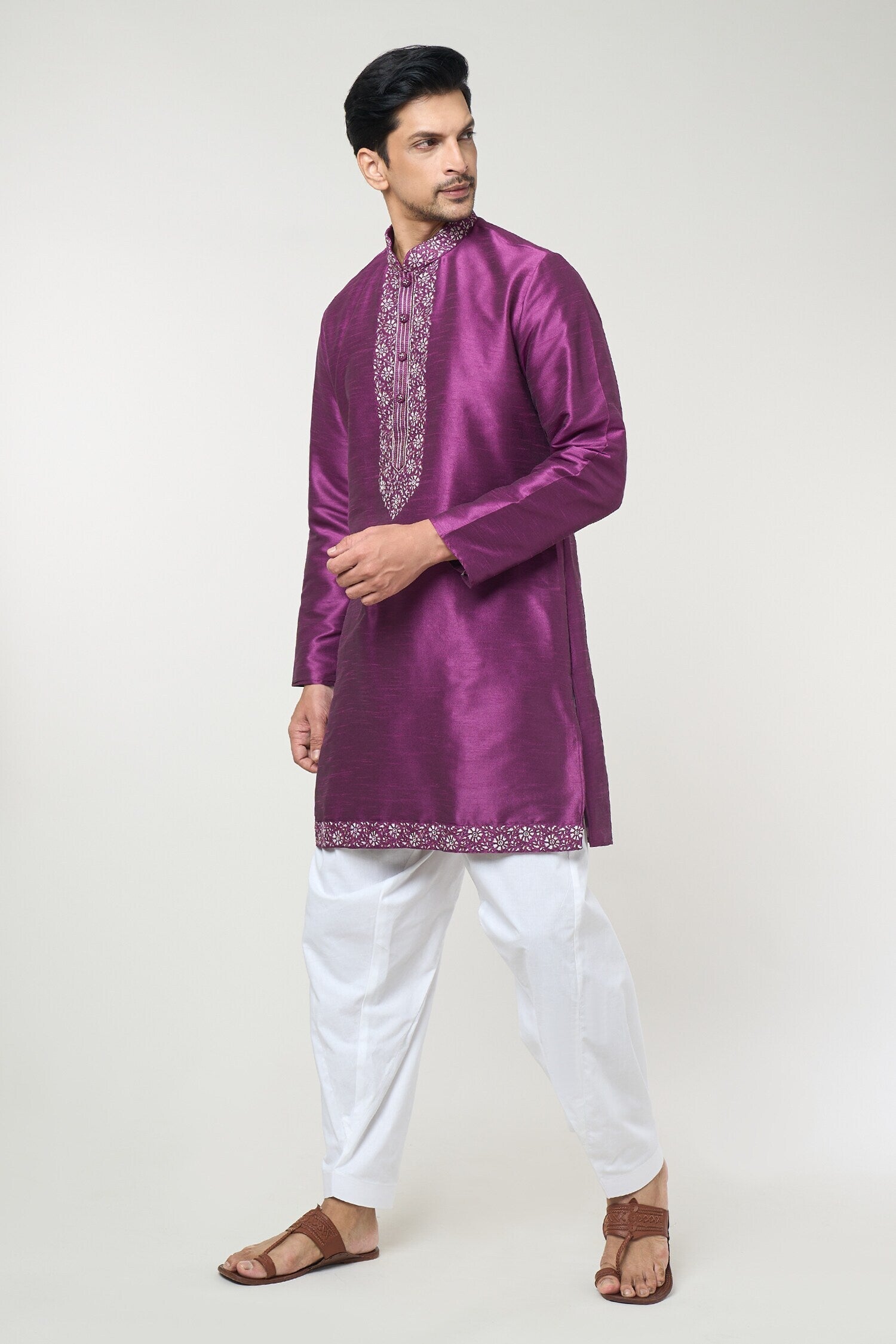 Violet Embroidred Kurta Set