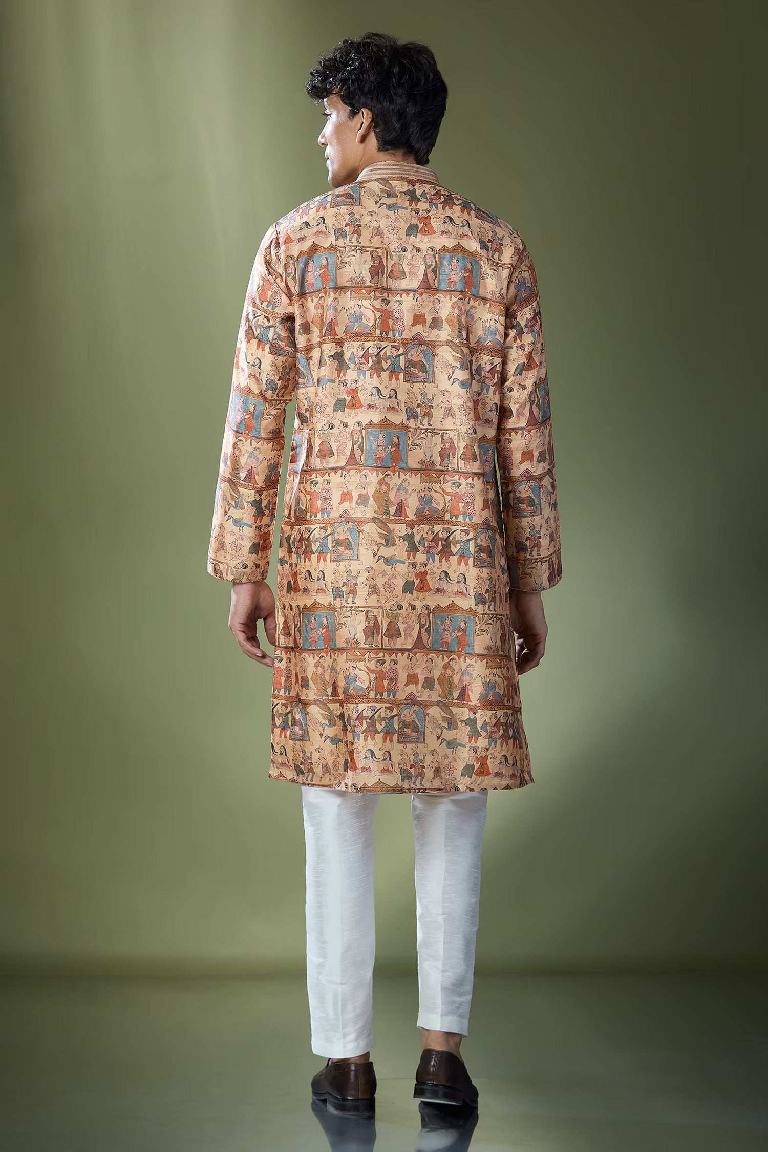 Beige Printed Kurta Set