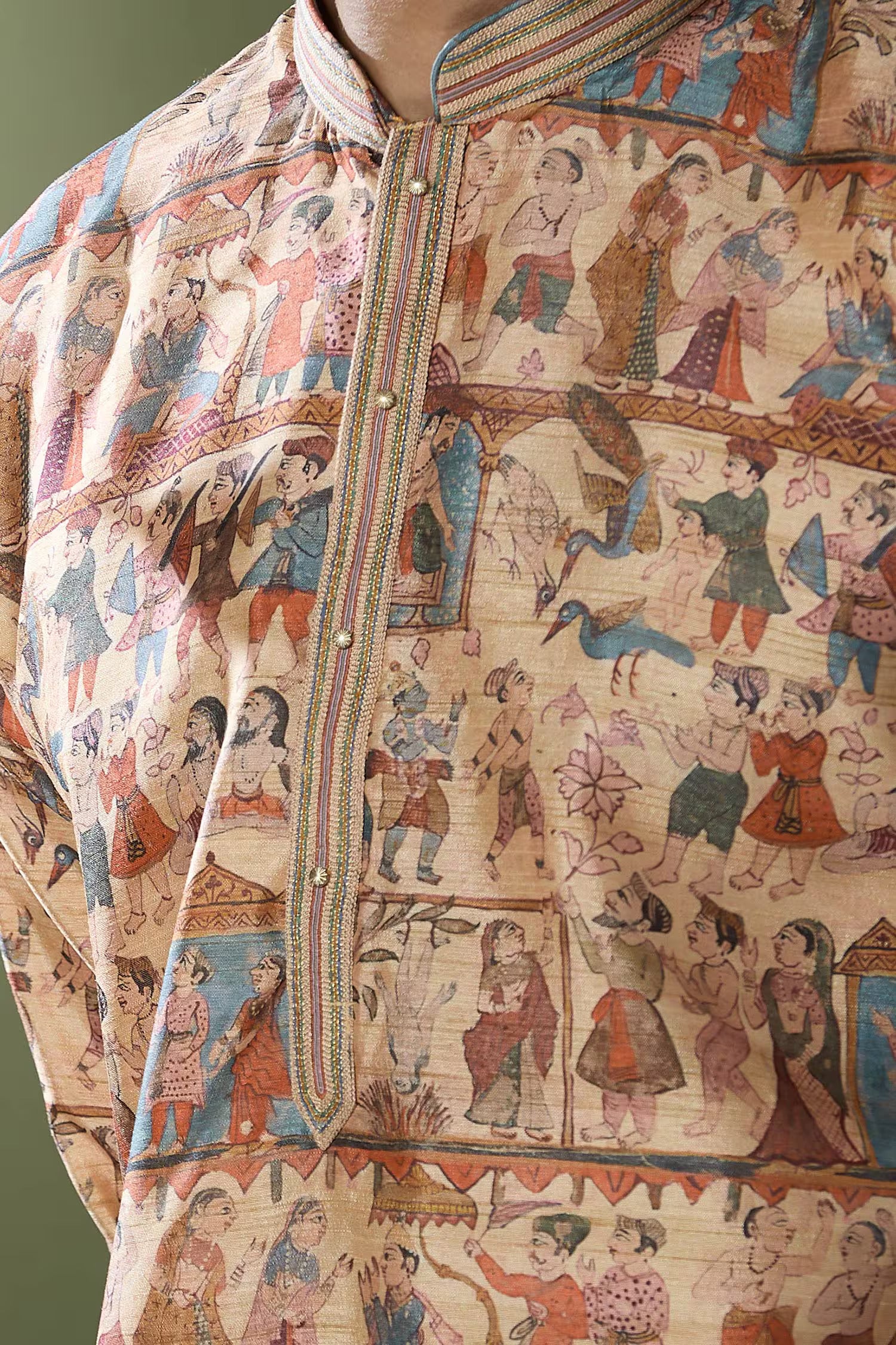 Beige Printed Kurta Set