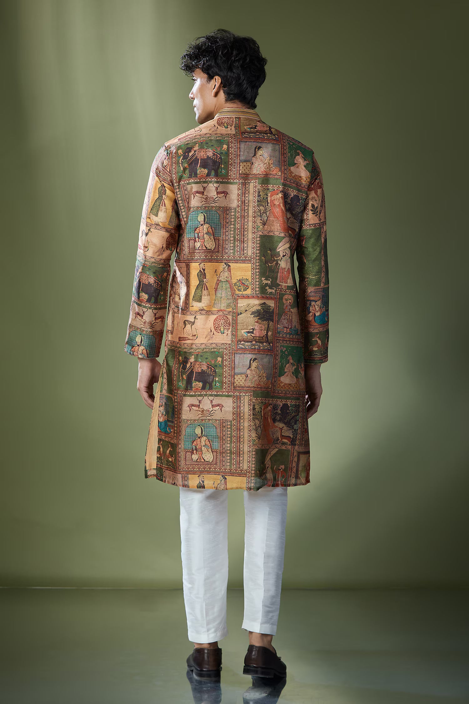 Beige Printed Kurta Set