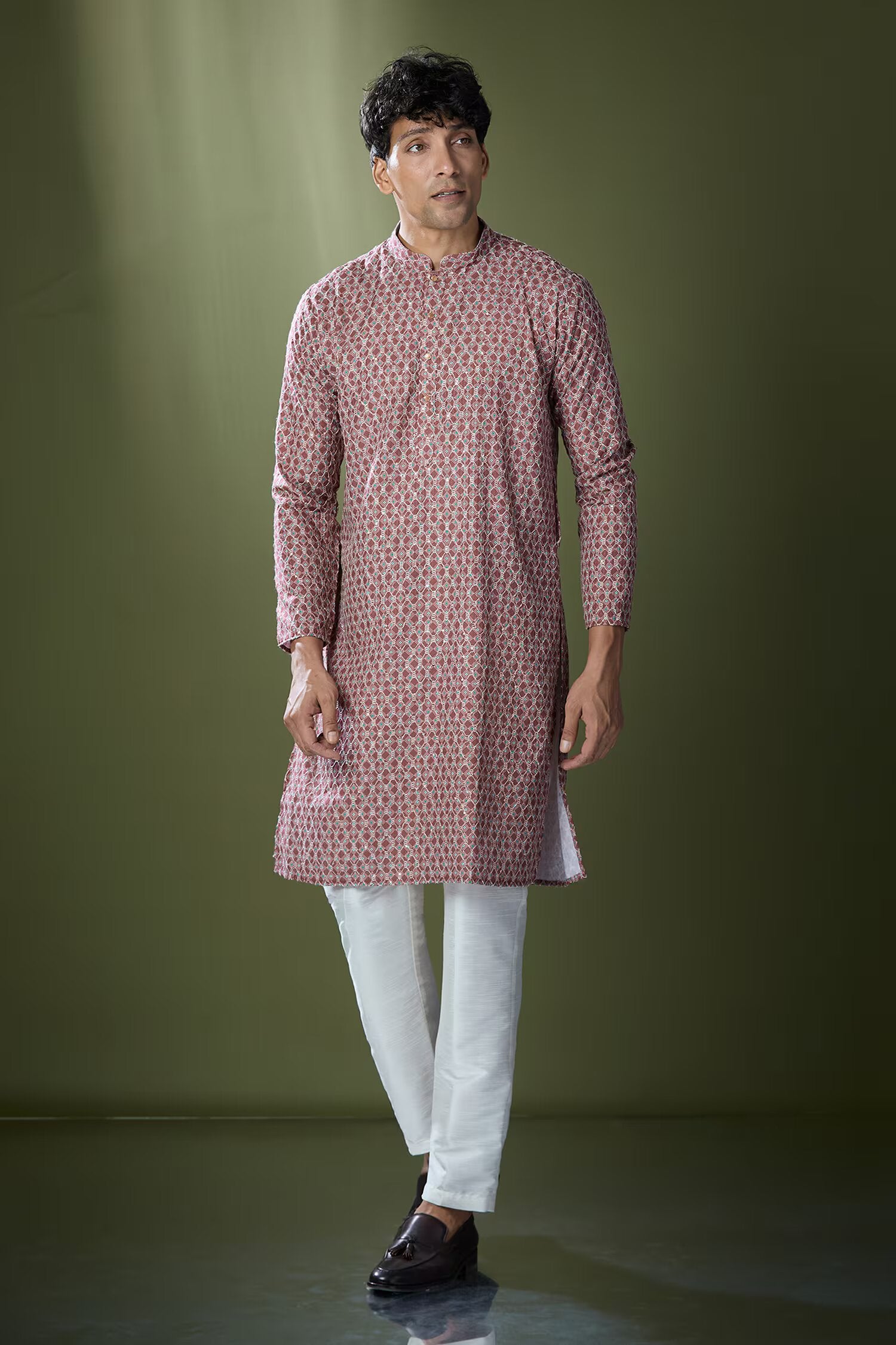 Maroon Printed Kurta Set
