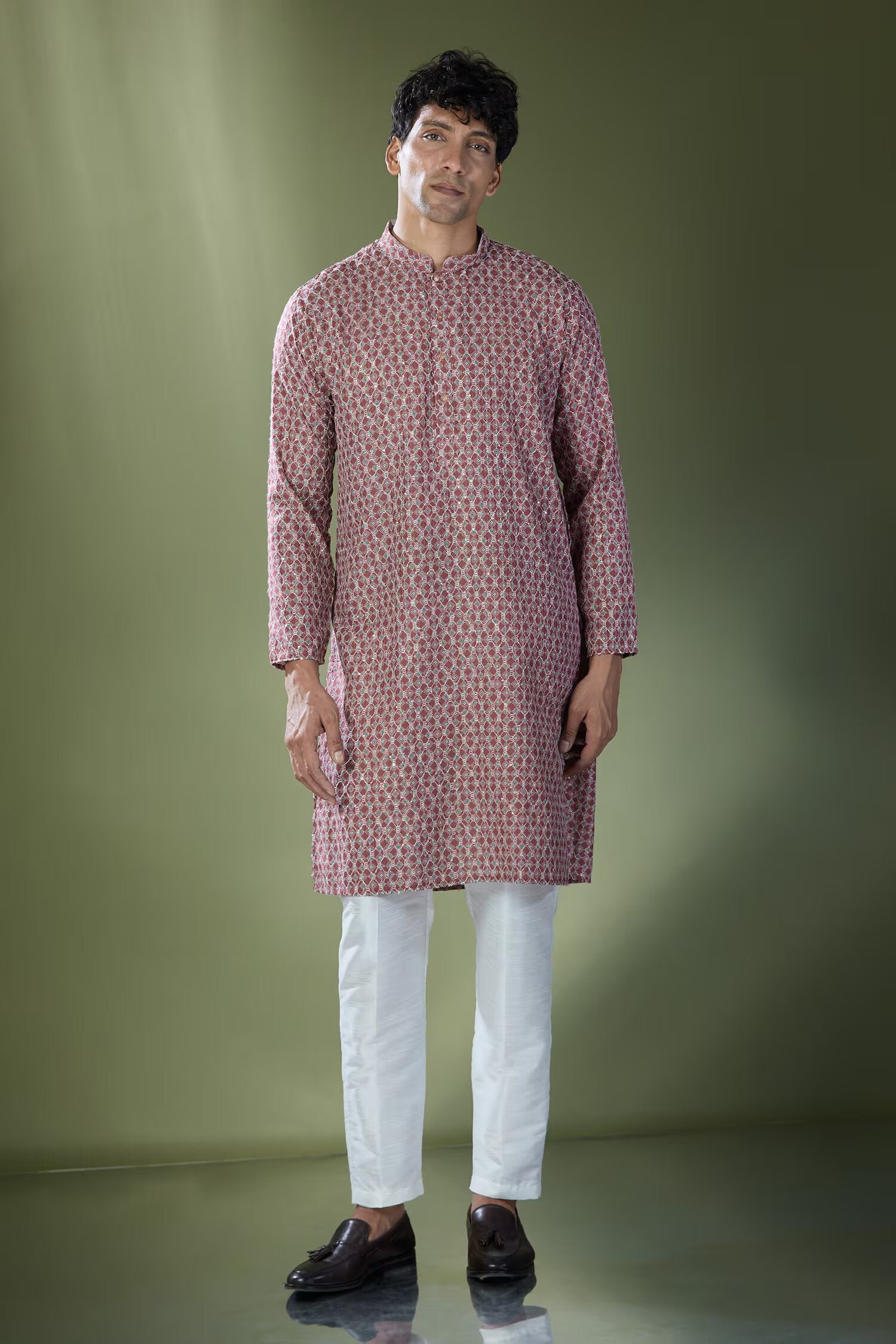 Maroon Printed Kurta Set