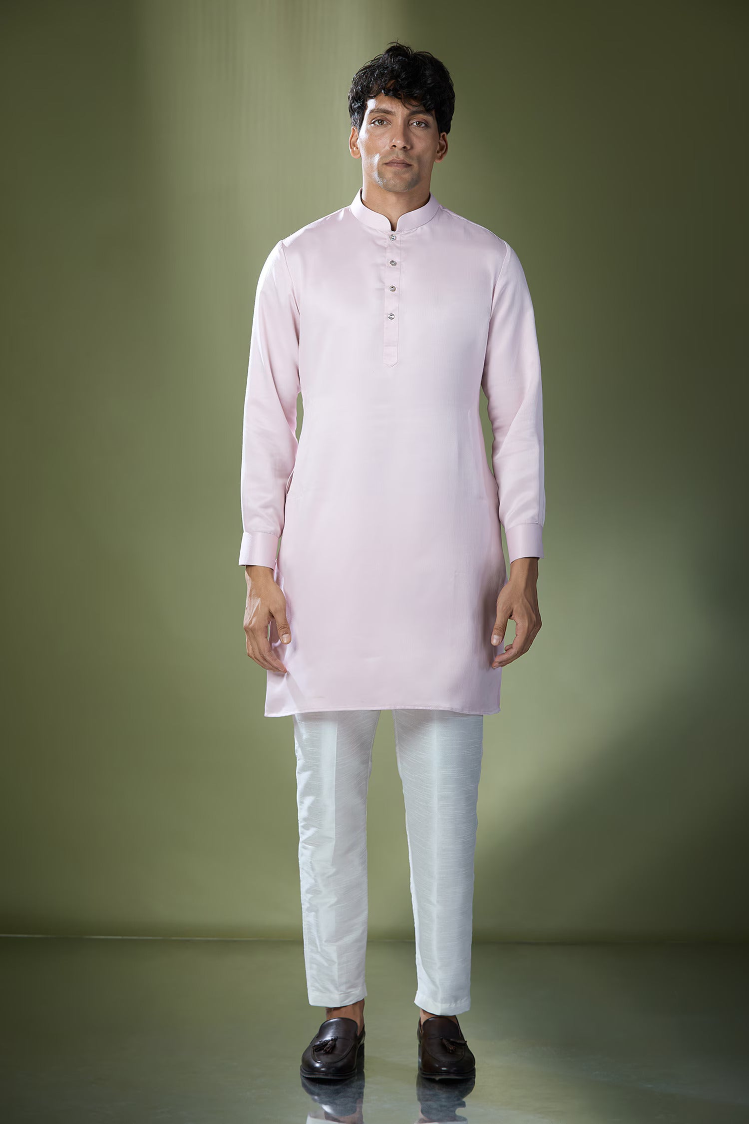 Baby Pink Embroidered Kurta-Jacket Set