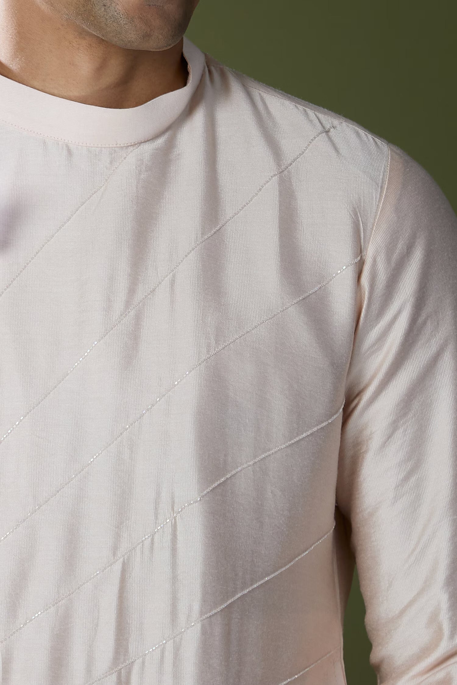 Peach Ombre High-Neck Embroidered Kurta Set